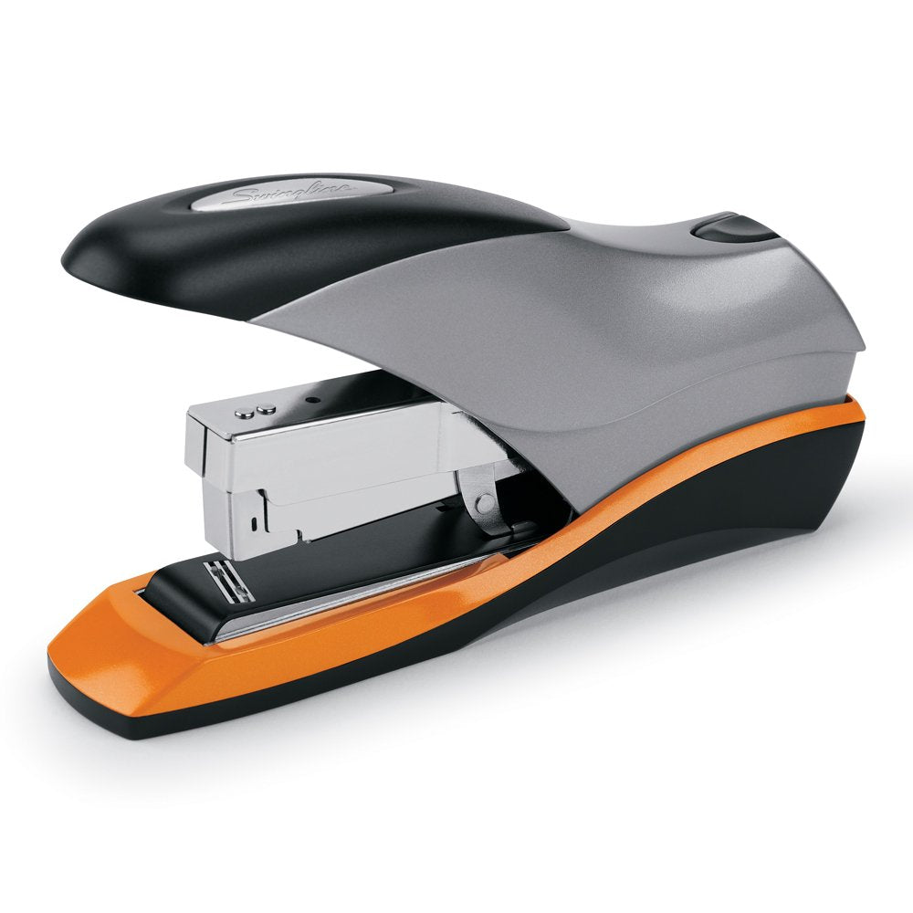 Swingline Optima 70 Reduced Effort Desk Stapler, 70-Sheet Capacity, Jam Free, Flat Clinch, Retail Packaging, Silver/Black/Orange (7471187870)