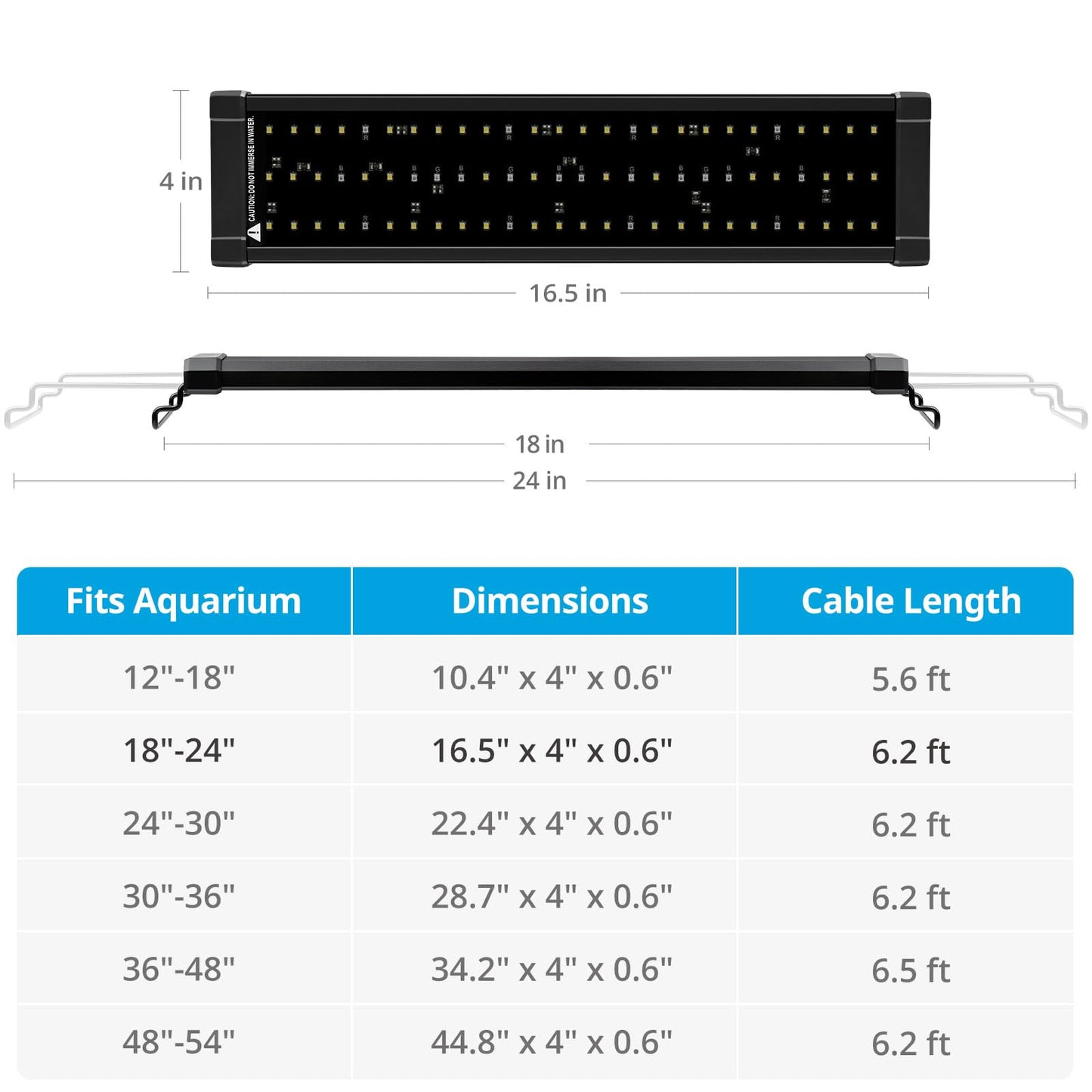 NICREW ClassicLED Plus Planted Aquarium Light, Full Spectrum LED Fish Tank Light with Timer Controller, Color Temperature Adjustable, 18 to 24 Inches, 15 Watts