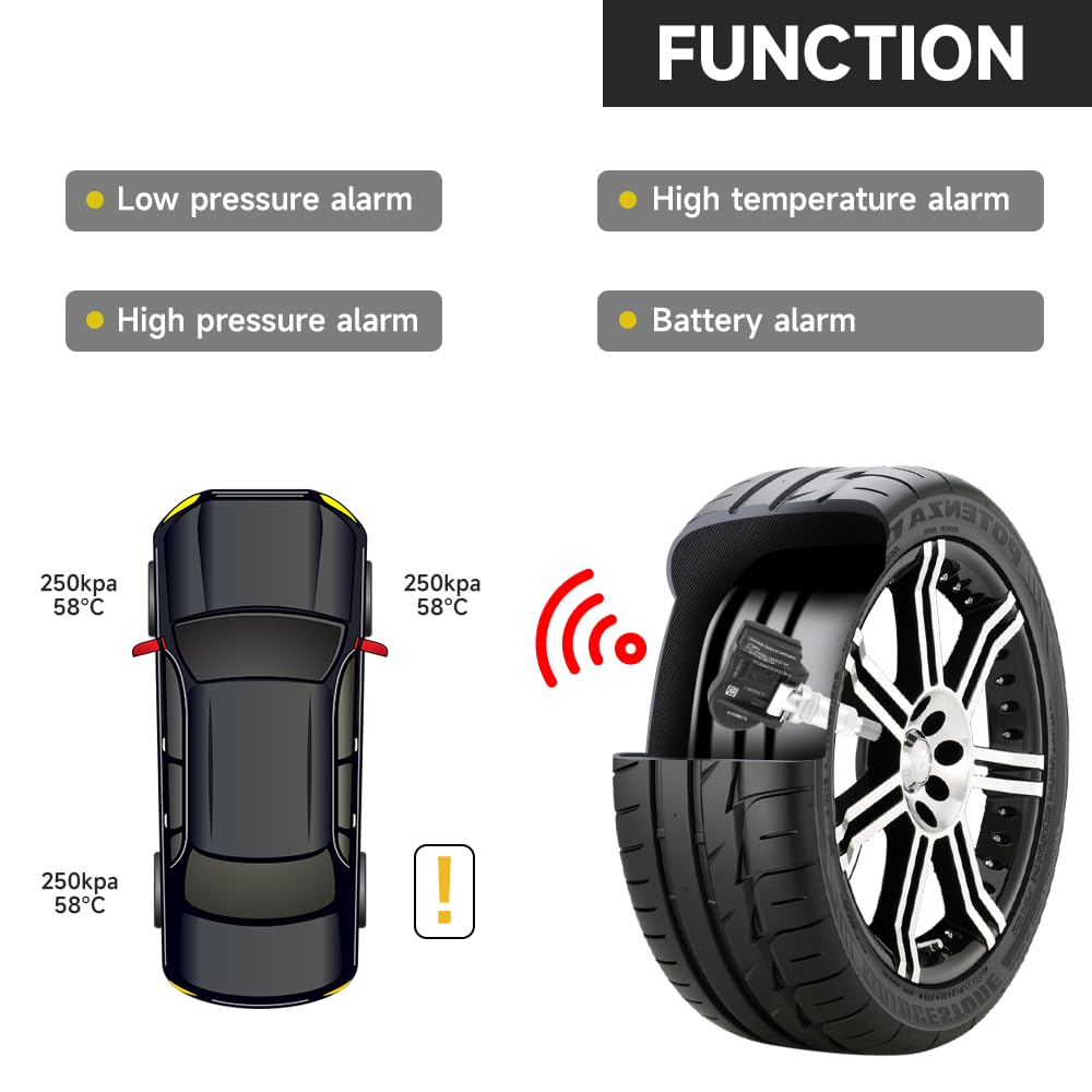YOLLKY 315MHz TPMS Sensor, Tire Pressure Monitoring System Sensor - Compatible for Mitsubishi Outlander, Lancer, i-MiEV, Outlander Sport - Replace Part 4250B975 Set of 4, 231001gu0028