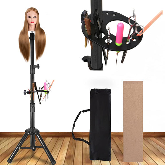Alileader 55 Inch Heavy Duty Wig Stand Tripod With Tray Wig Head Stand for Styling Manequin Head Stand Wig Tripod StandPivot Point Mannequin Tripod (Mannequin Head Not Included)