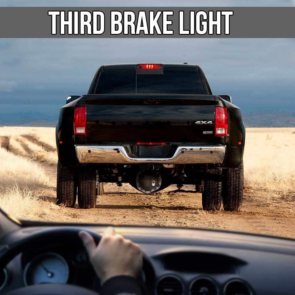 Ram Third Brake Light for Dodge Ram 1500 2500 2009-2017 Red/White High Mount Led Reverse Lights Rear Stop Tail Lamp (3RD Brake 066-3 CA)