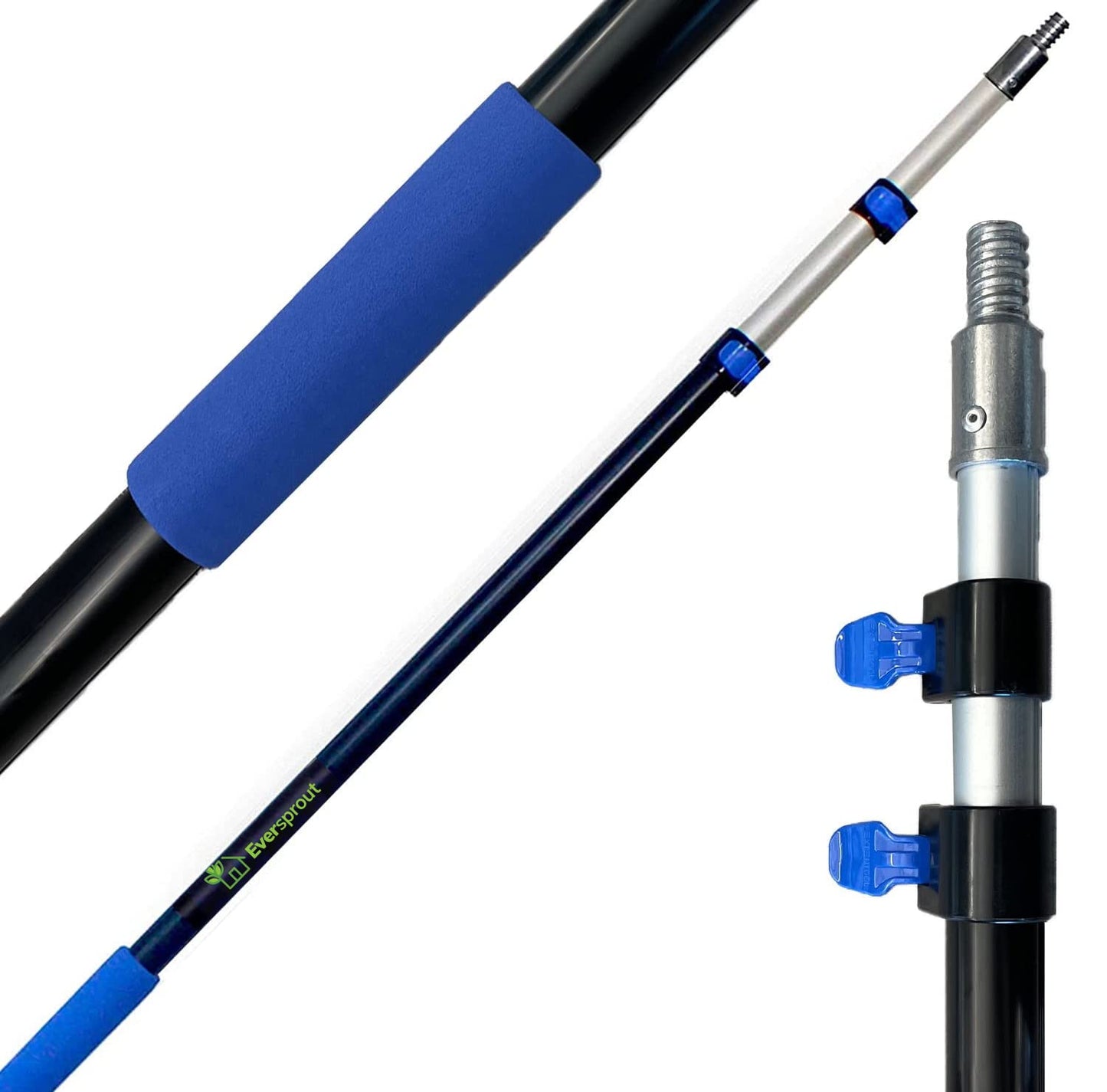 EVERSPROUT 5-12 Foot Telescopic Extension Pole (18-20ft Reach) | Lightweight, Rust-Resistant Aluminum | 3/4” ACME Thread Tip works for Twist-On Squeegee, Duster, Paint Roller, Bulb Changer (pole only)