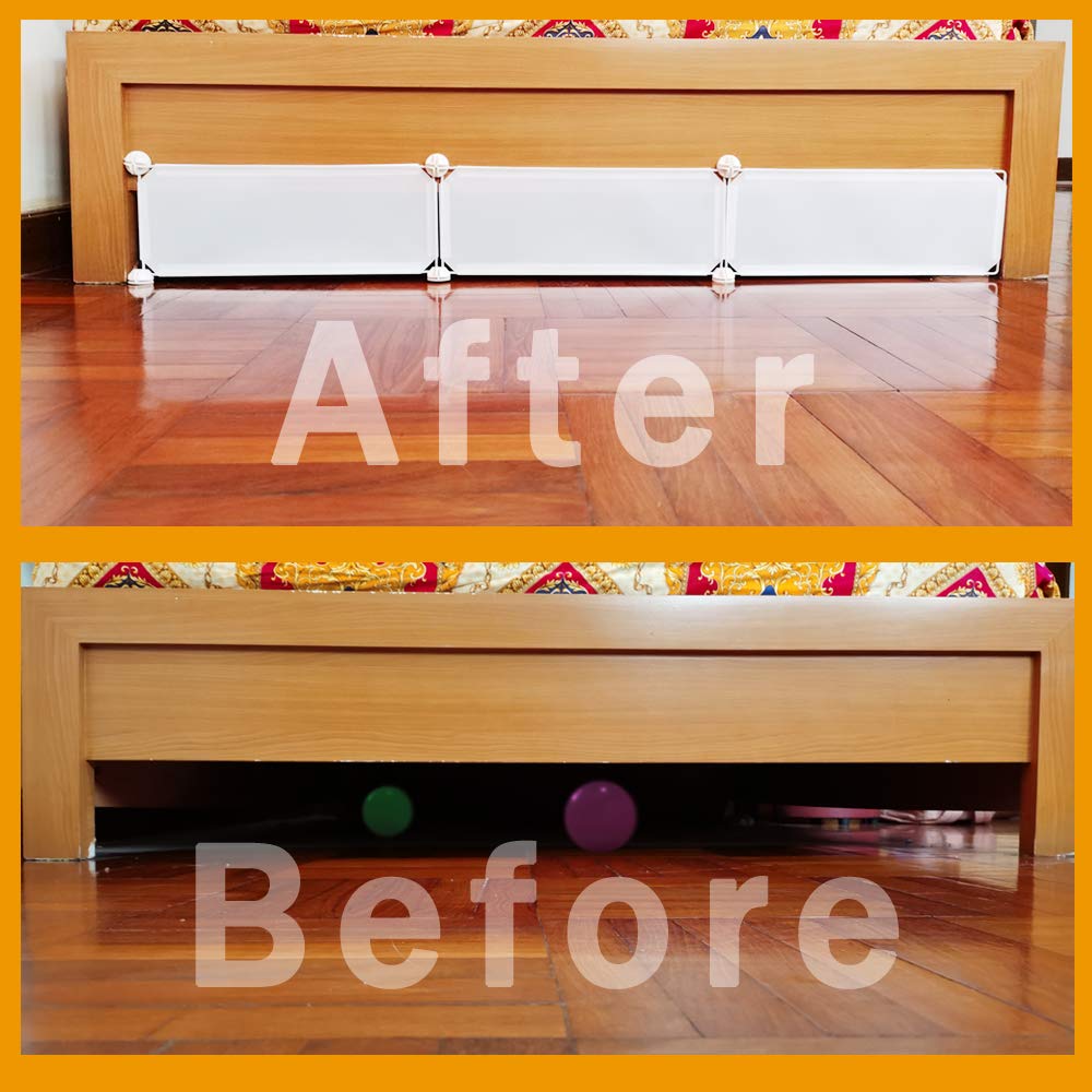 QIYIHOME Under Bed Blocker for Pets, Gap Bumper, Keeps Dirt and Dust Away, Easy to Install, Total 11.8" Height 83" Length, White