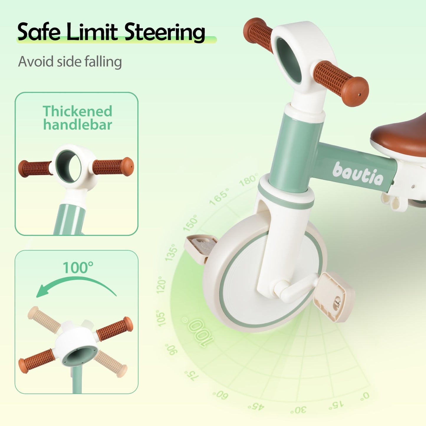 Bautia Tricycle for Toddlers 1–4 Year Old, Kids Bike Boy Girl Toys Age 2, 4 in 1 Baby Balance Bike 3 Years Gifts with Removable Pedals