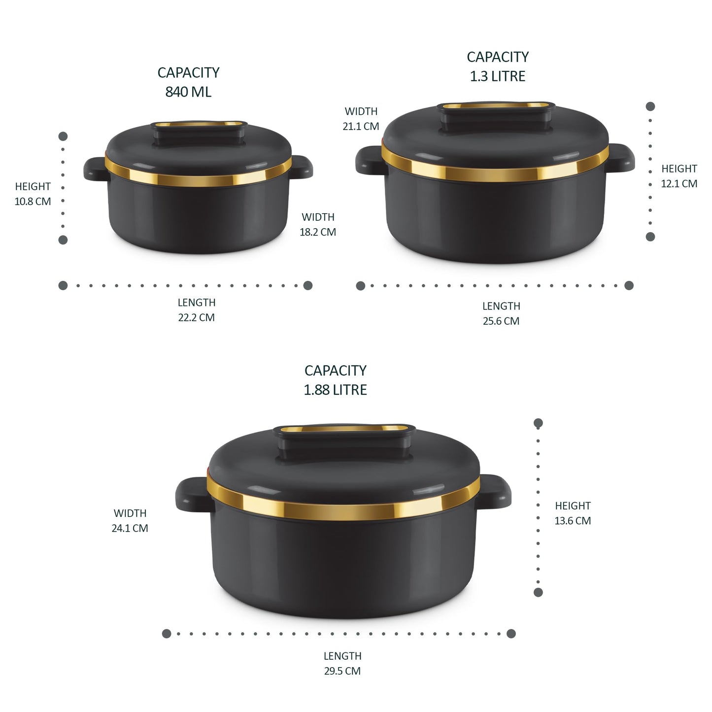 MILTON Insulated Casserole Dish with Lid 3 pc Set 2.1/1.5/1 qt. Hot Pot Food Warmer/Cooler –Thermal Soup/Salad Serving Bowl- Stainless Steel Hot Food Container–Best Gift Set for Moms –Holidays