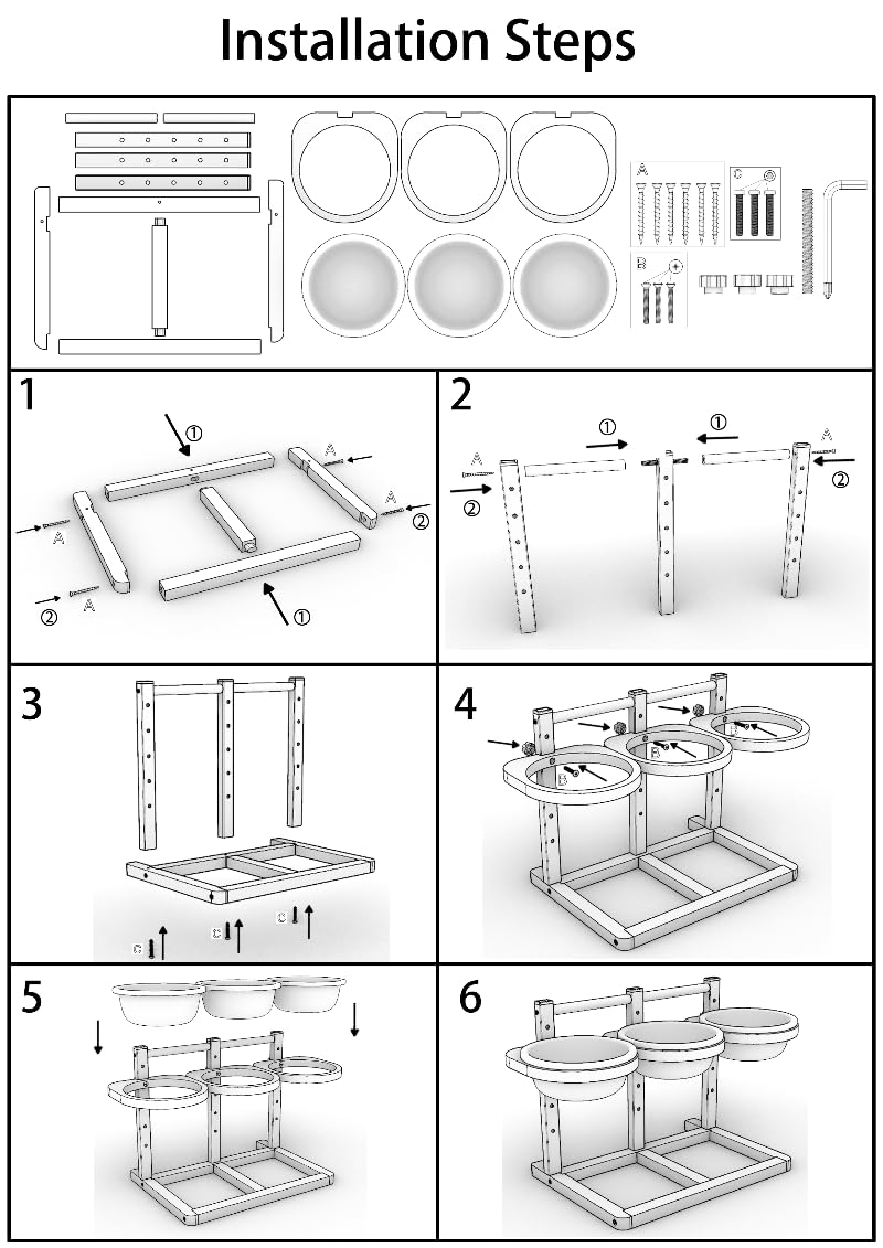 handrong Raised Dog Bowl,5 Heights Adjustable Dog Food Bowl,Elevated Dog Bowls for Large Dogs,Dog Food and Water Bowl Set,Dog Feeding Station for Small Medium Large Dogs