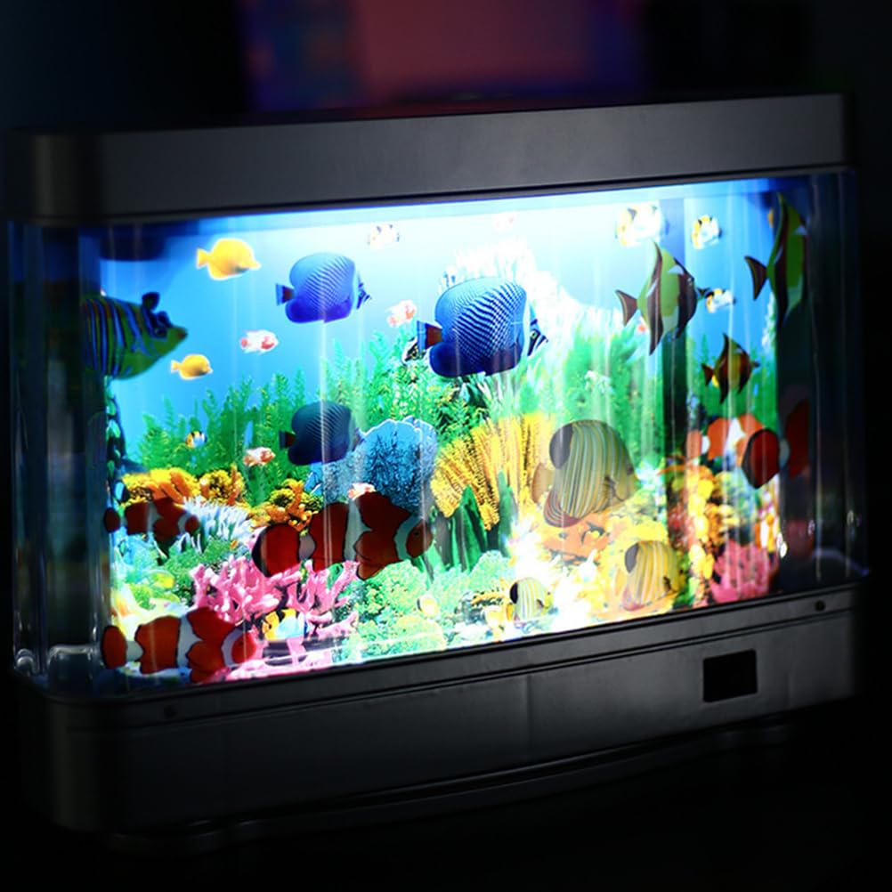 Uonlytech Fake Aquarium Decorative Lamp Aquarium Night Light Artificial Fish Tank Night Light Use (US Plug)