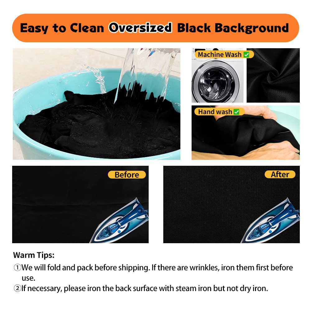 10 x 20 ft Black Backdrop Curtain, High Density Polyester Fabric Pure Black Photo Backdrop for Photoshoot, Back Drop Cloth Background for Photography, Video Recording, Television (Backdrop only)