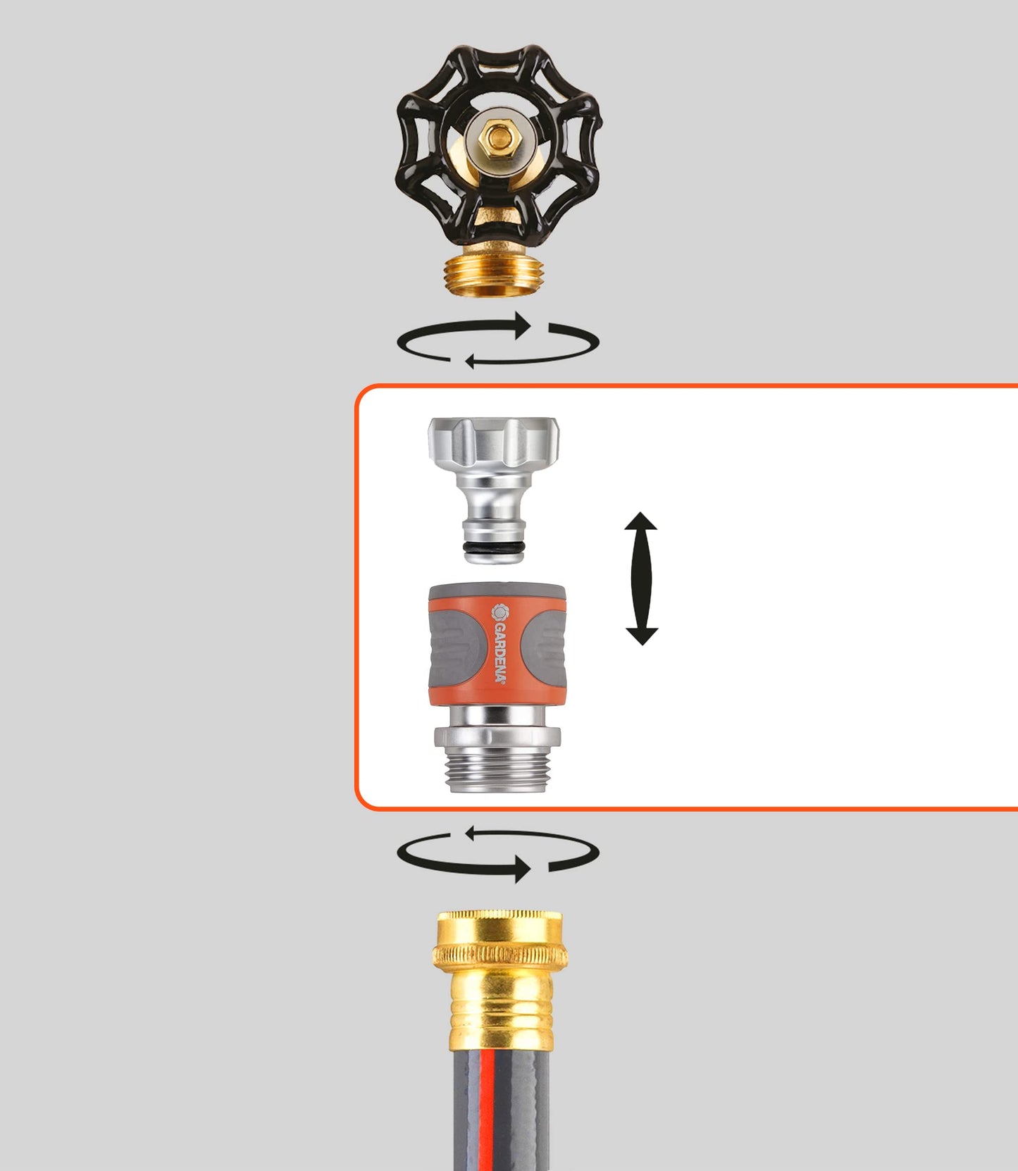 Gardena 9042-M 4-Piece Premium Metal Quick Connector Starter Set, for Any 5/8 Inch or 1/2 Inch Garden Hose, Sprinkler or Spray Nozzle, Made in Germany