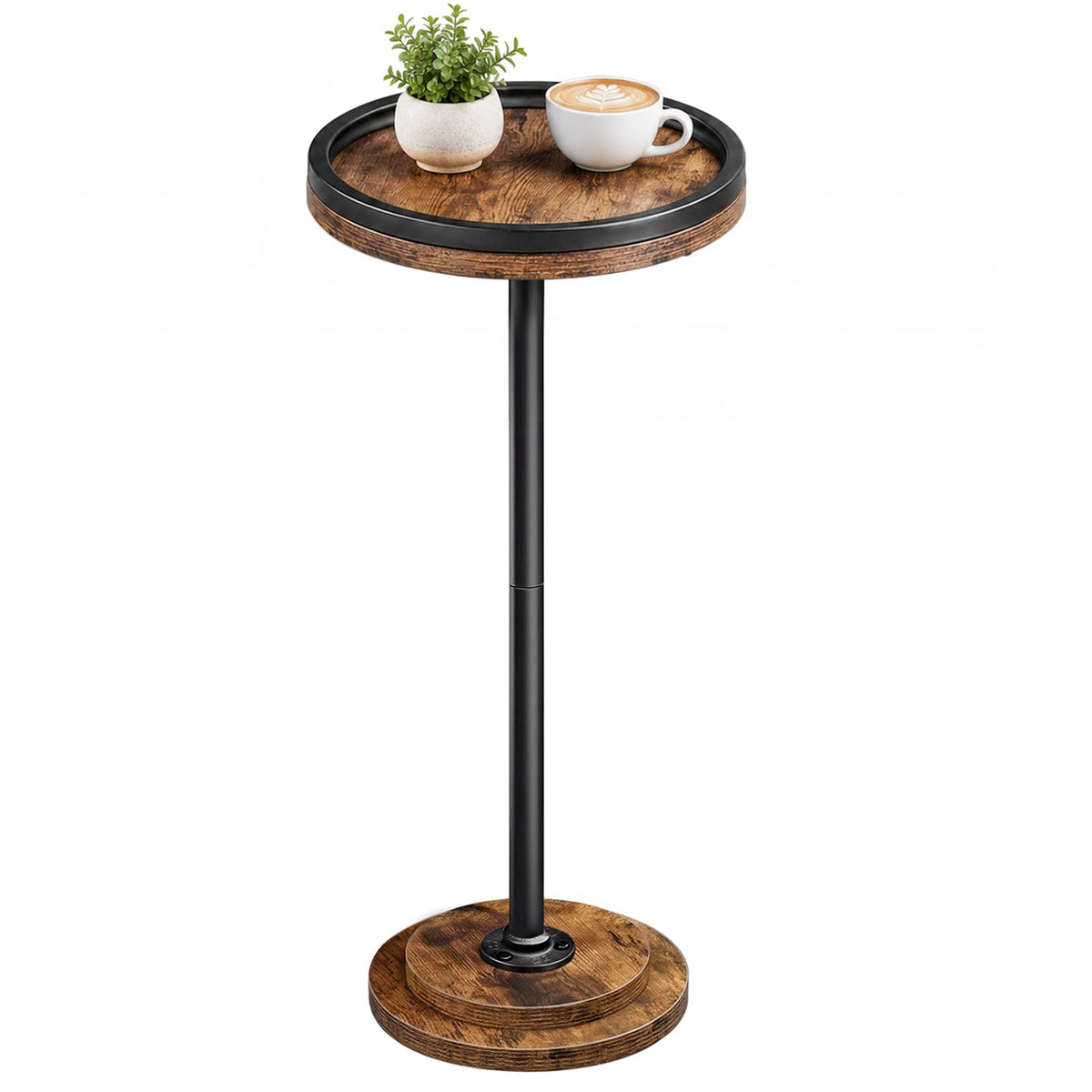 HOOBRO Small Side Table, Drink Table, Round Coffee End Table for Small Spaces, Martini Table, Pedestal Table for Living Room, Bedroom, Sofa Couch, Rustic Brown BF168BZ01