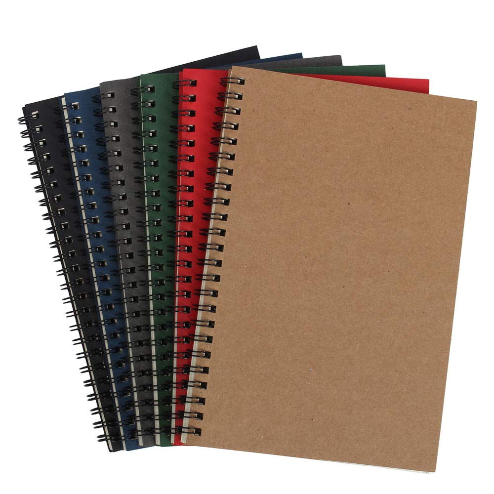 12 Pack Spiral Notebook Lined Journal,A5 Kraft Soft Cover Spiral Lined Notebook,120 Pages/60 Sheets,College Ruled Coil Journals Bulk for Work Office School Supplies,8.25 x 5.55 inch,6 Colors
