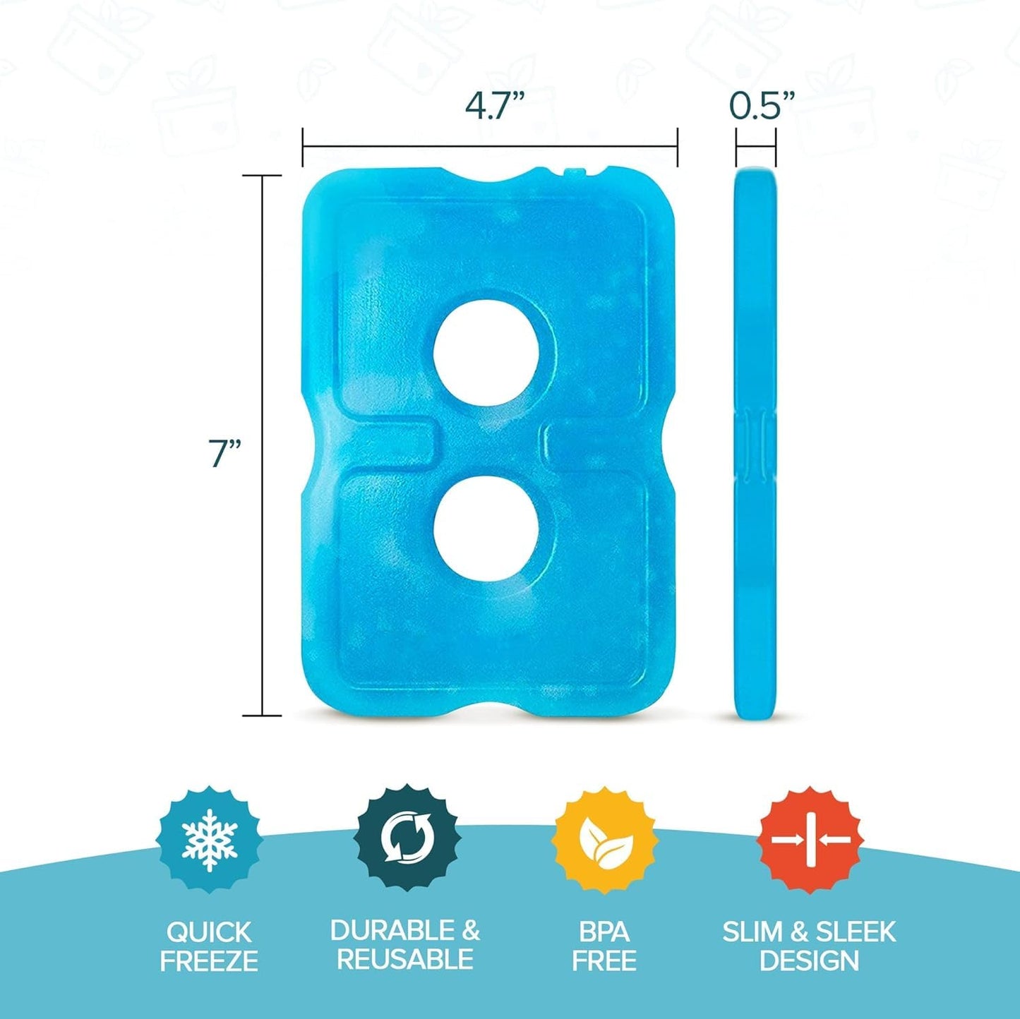 Ice Packs for Lunch Bags - Original Cool Pack | Slim & Long-Lasting Reusable Ice Pack for Lunch Box, Lunch Bag and Cooler | Freezer Packs for Coolers (Set of 10)
