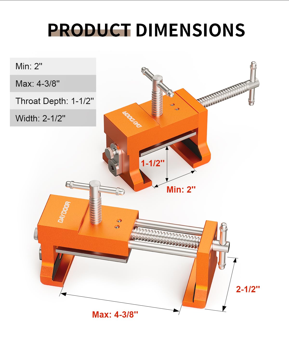 DAYDOOR Cabinet Clamps, Cabinet Face Frame Installation Clamps, Cabinet Alignment Tool for Woodworking, 2-Pack, Orange