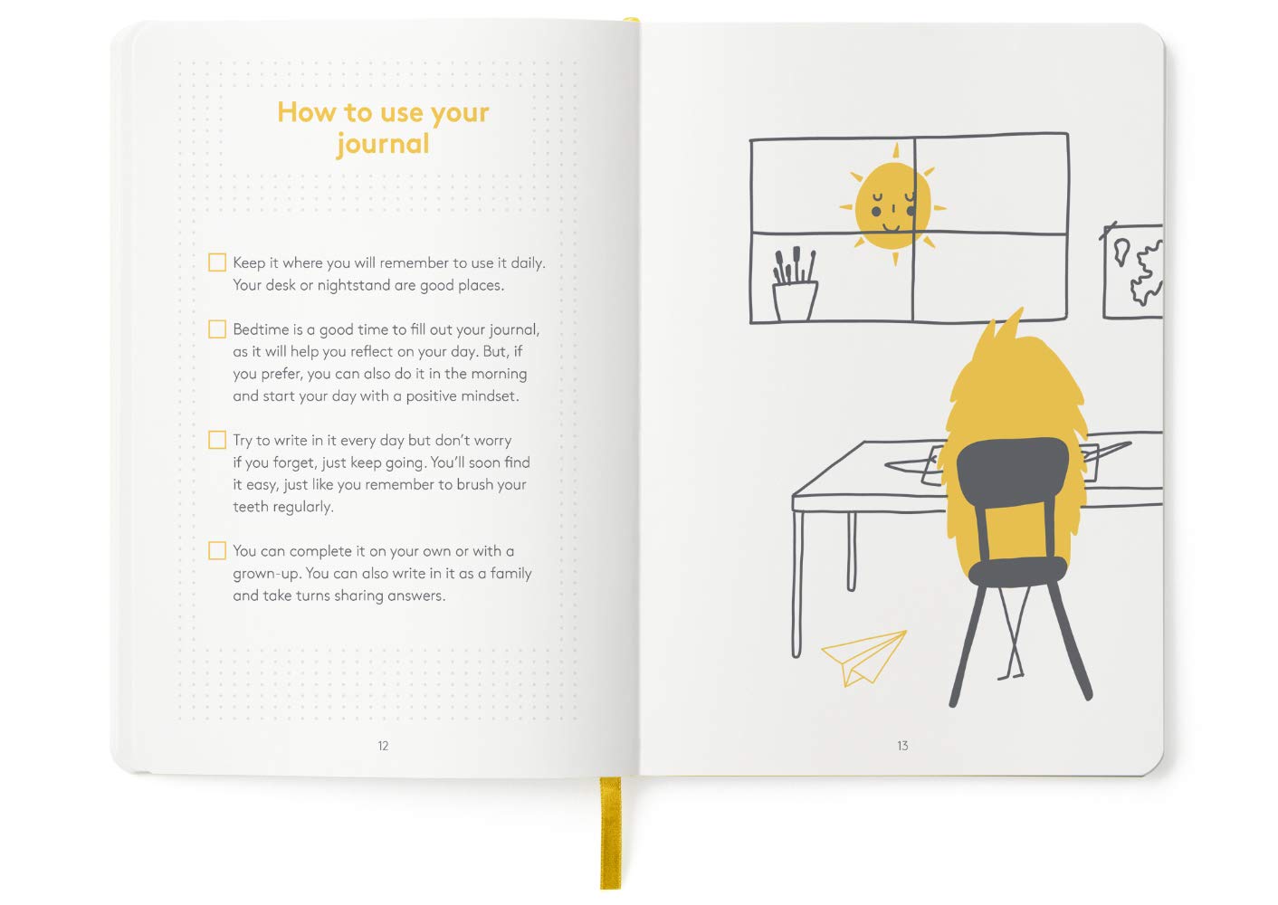HappyMe - Gratitude Journal for Kids with Daily Prompts, Writing Notebook to Express Thoughts & Feelings, Growth Mindset and Learning Tool for Ages 6-12, Perfect for Reflection, English (US), (Yellow)