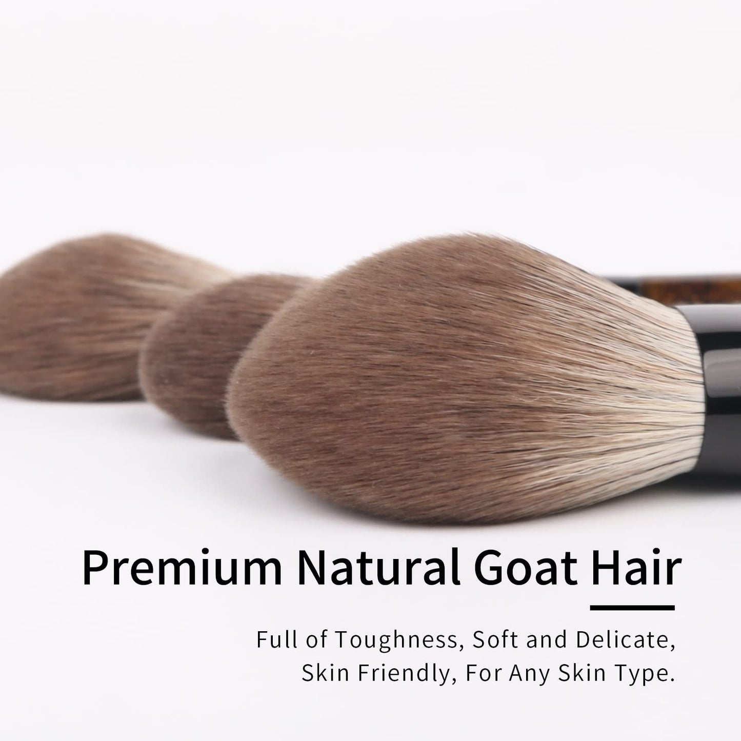 ENZO KEN Natural Goat Hair Makeup Brush Set with Case, Natural Bristle Makeup Brushes, Makeup Brushes Set Professional, Walnut Cosmetic Brushes Makeup Set - MONI