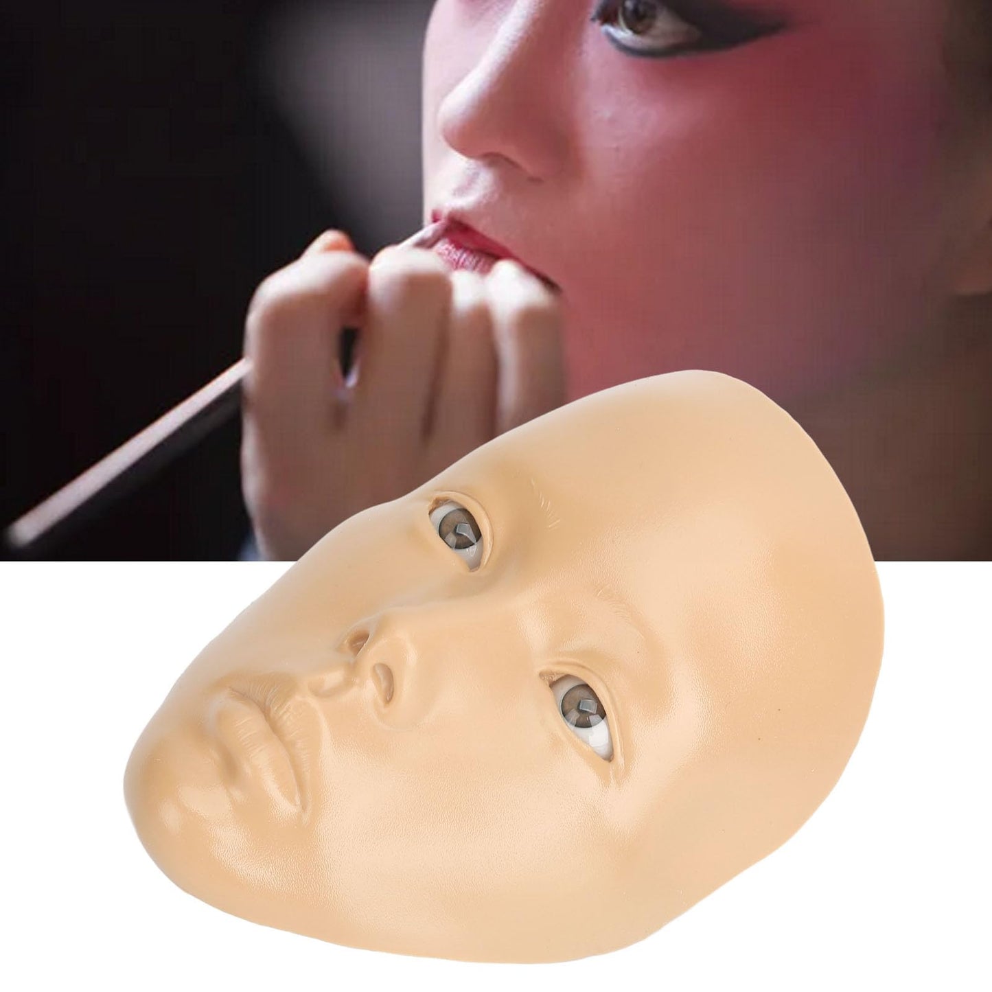 Astibym Makeup Practice Board, Full Face Silicone Mannequin for Beginners, Cosmetic (White Skin)