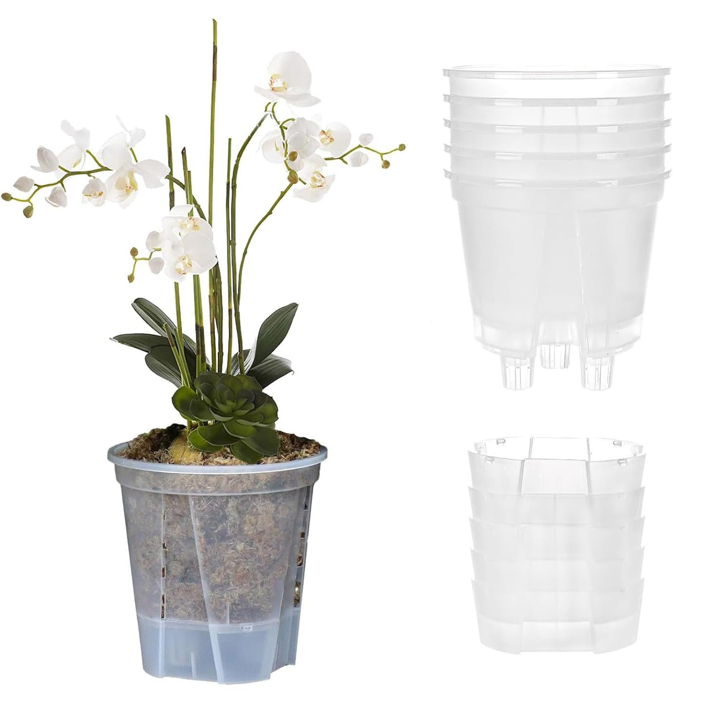 WEZCHUGHAOL 6 Pack Self Watering Pots for Indoor Plants, ClearPlastic Self Watering Plant Pots with Deep Reservior and High Drainage Holes for Indoor Outdoor Plants and Flowers (180-18*12.5*20.4cm)
