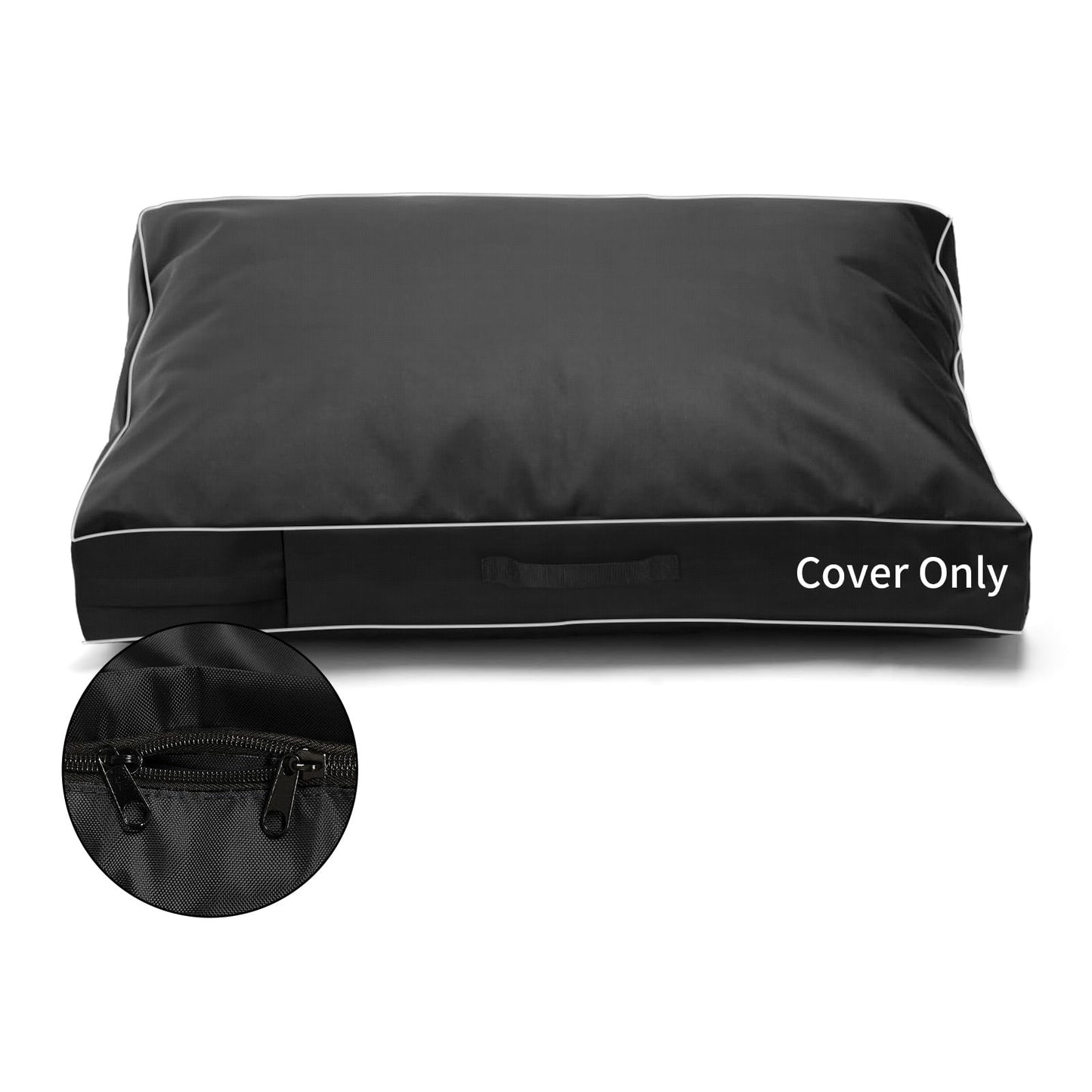 COSHNIBI Dog Bed Cover, 48Lx36Wx4H Inch Waterproof Dog Bed Cover with Zip and Carry Handle, Removable Washable Replacement Dog Bed Cover Cover Cover, Black (Bed Cover Only)