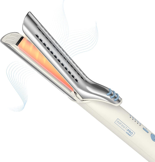 Conair Cool Air Styler Luxe 2 In 1 Curl & Straighten Styler With 4 Heat Settings, Quick 30 Seconds Heat Up + Automatic Safety Shut off, Dual Voltage,Plates heat up to 400°F