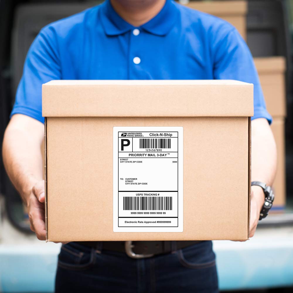 L LIKED 4000 Fanfold 4" x 6" Direct Thermal Shipping Labels, with Perforated Line for Thermal Printers - Compatible with Zebra & Rollo Printer