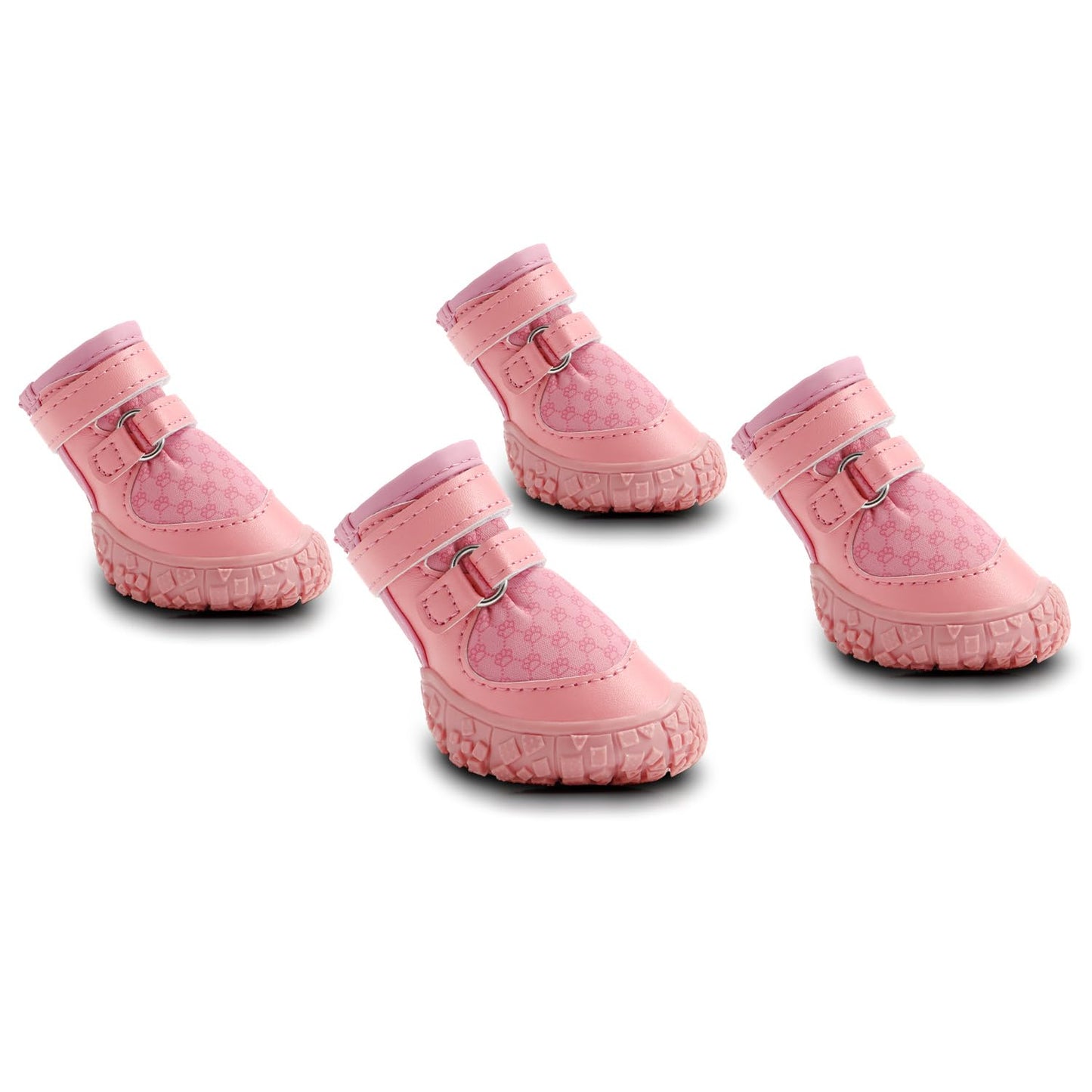 Petanims Dog Shoes for Small Dogs, Double Binding Straps Puppy Boots & Paw Protectors for Summer Hot Pavement, Winter Snow, Dog Booties with Anti-Slip Rubber Soles for Beach Hardwood Floor Pink Size 2