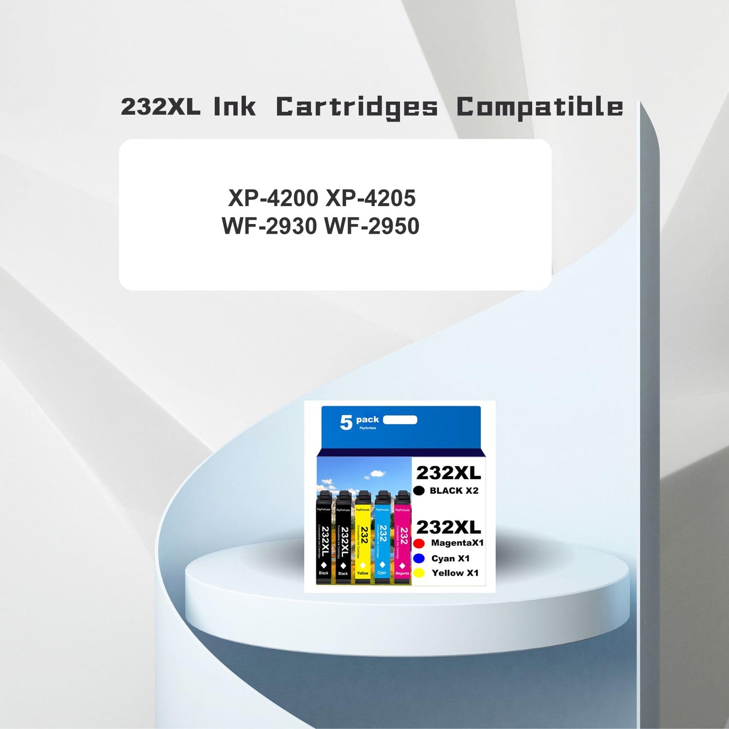 232XL Remanufactured for Epson 232XL Ink Cartridges Combo Pack 232 XL T232 XL for XP-4200 XP-4205 Workforce WF-2930 WF-2950 Printer 5 Pack 2 Black 1 Cyan 1 Magenta 1 Yellow