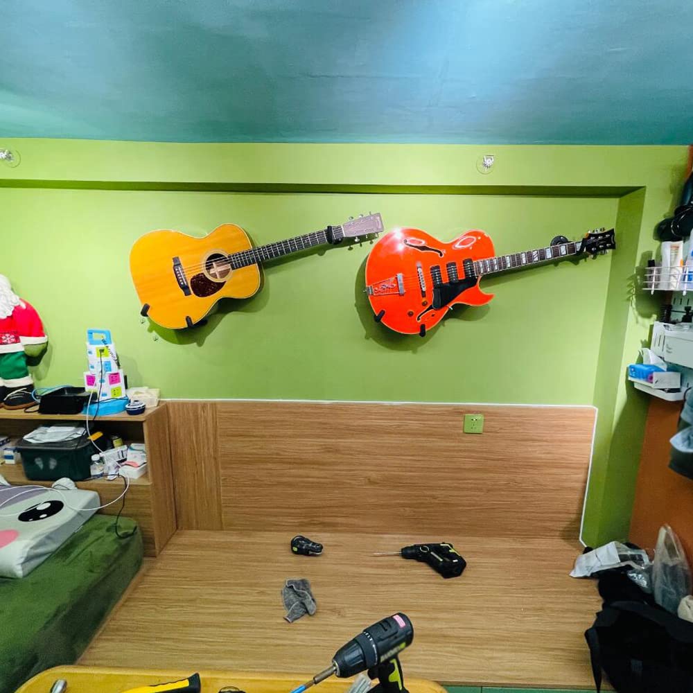 Guitar Wall Mount Hanger Horizontal,Electric Guitar Wall Mount Display Ukulele Slatwall Hawaiian Guitar Holder Bass Stand Rack Hook with Screws,2 Pack