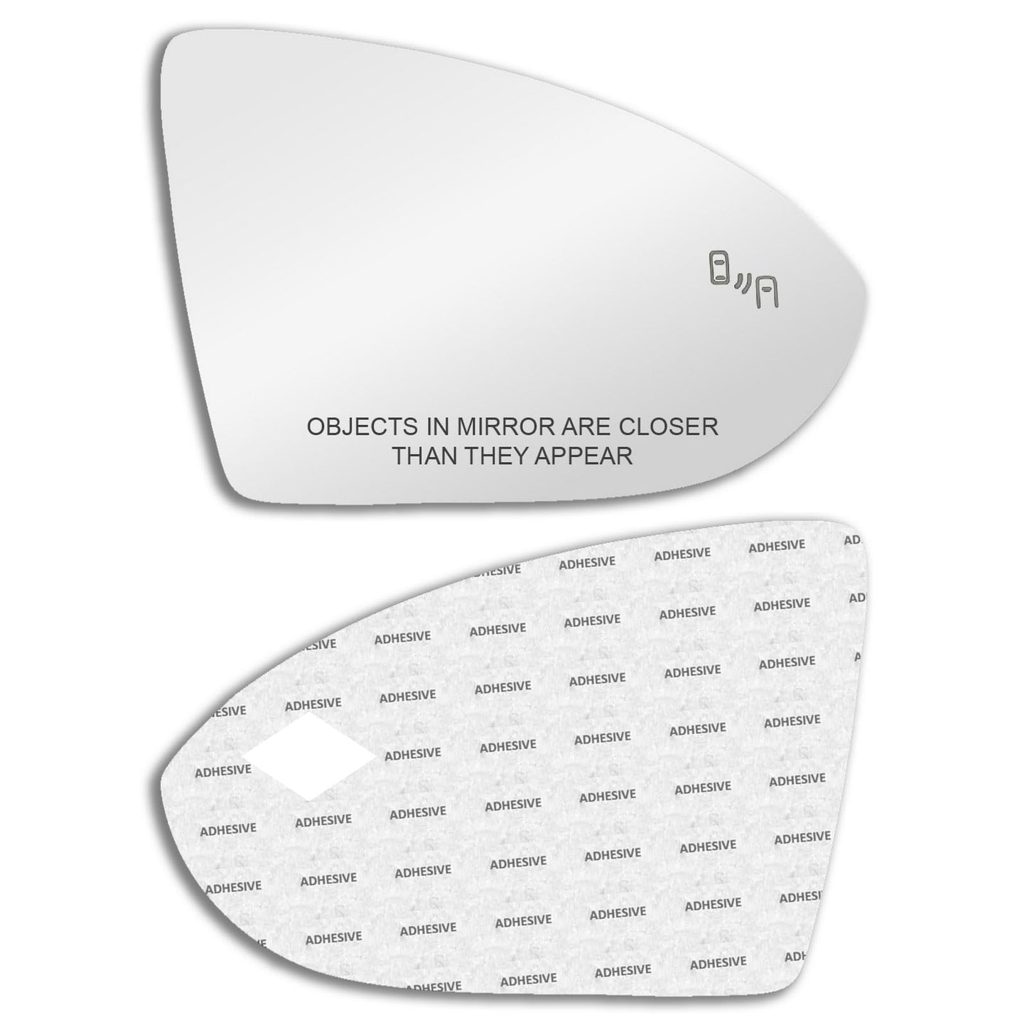 Blind Spot Passthrough Mirror Glass with Full Size Adhesive for Volkswagen | 2015 – 2024 Golf | 2019 – 2025 Jetta | 2015 – 2024 GTI | Passenger Side View Right RH