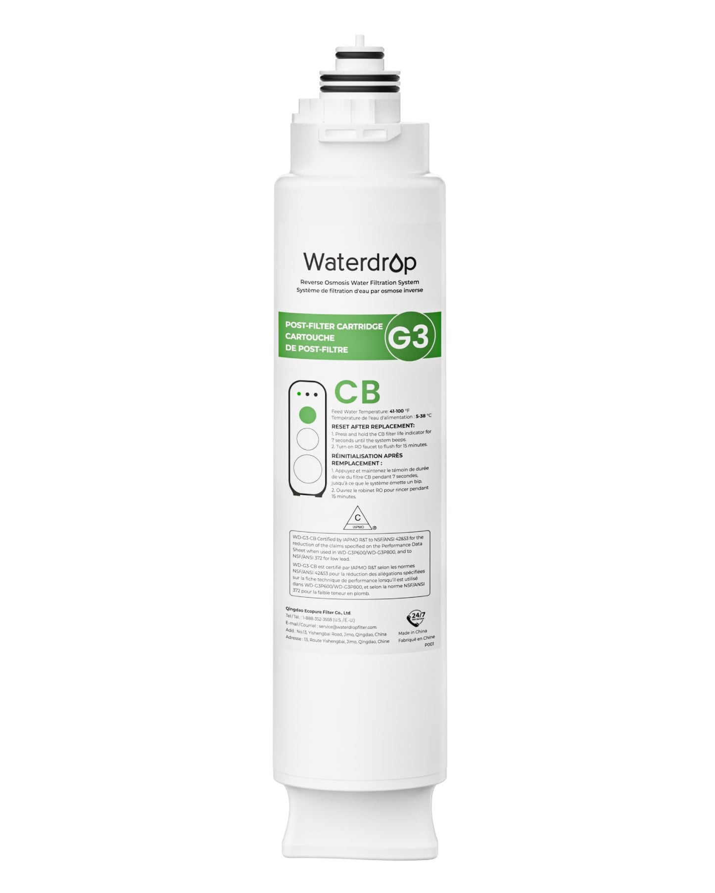 Waterdrop G3-N3CB Filter, Replacement for Waterdrop G3-W & G3P600 & G3P800 Reverse Osmosis System, 12-Month Lifetime