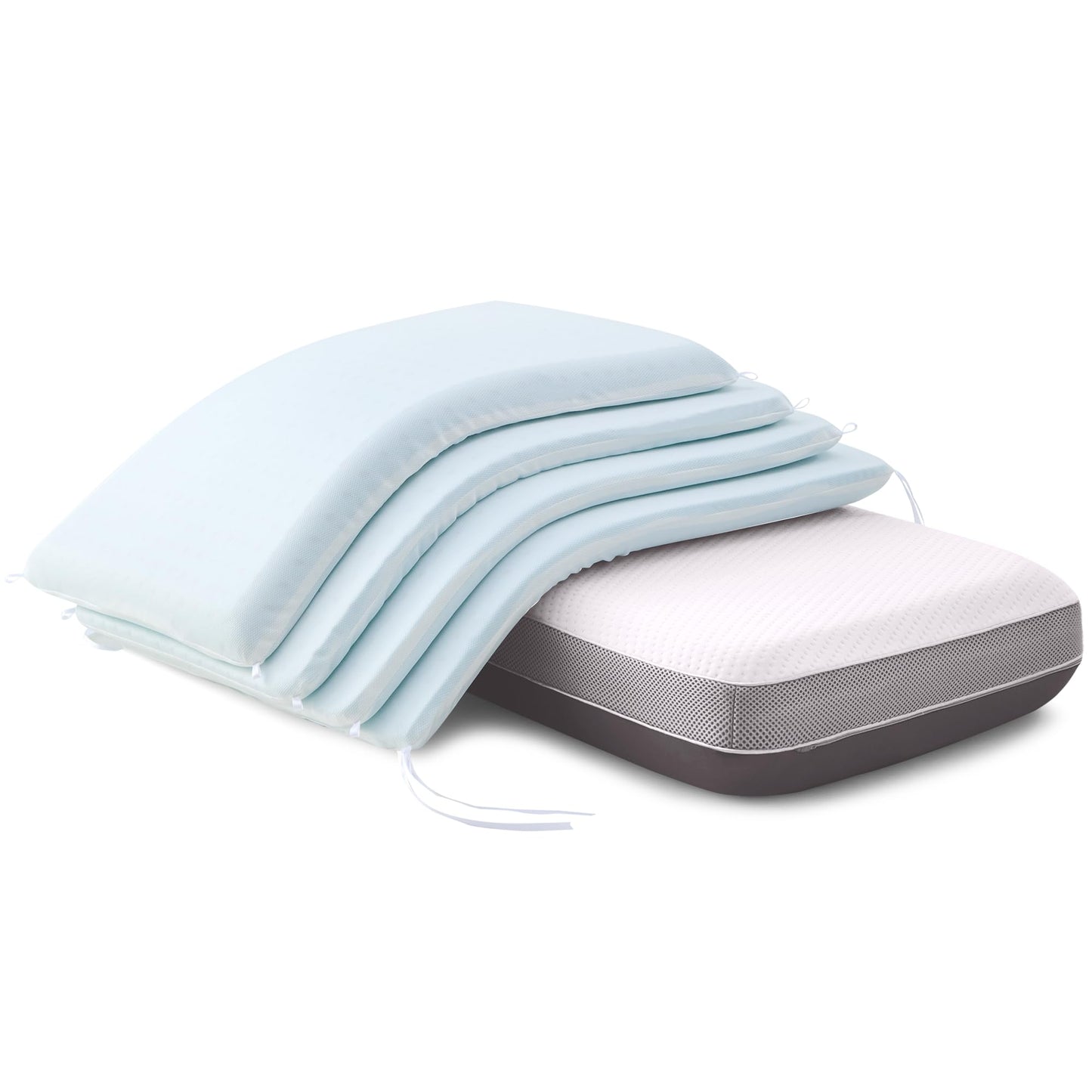 PAROLL Adjustable Pillow Ultra Thin Flat for Sleeping Memory Foam Layer Low Profile Slim Pillow for Stomach, Back, Side Sleepers