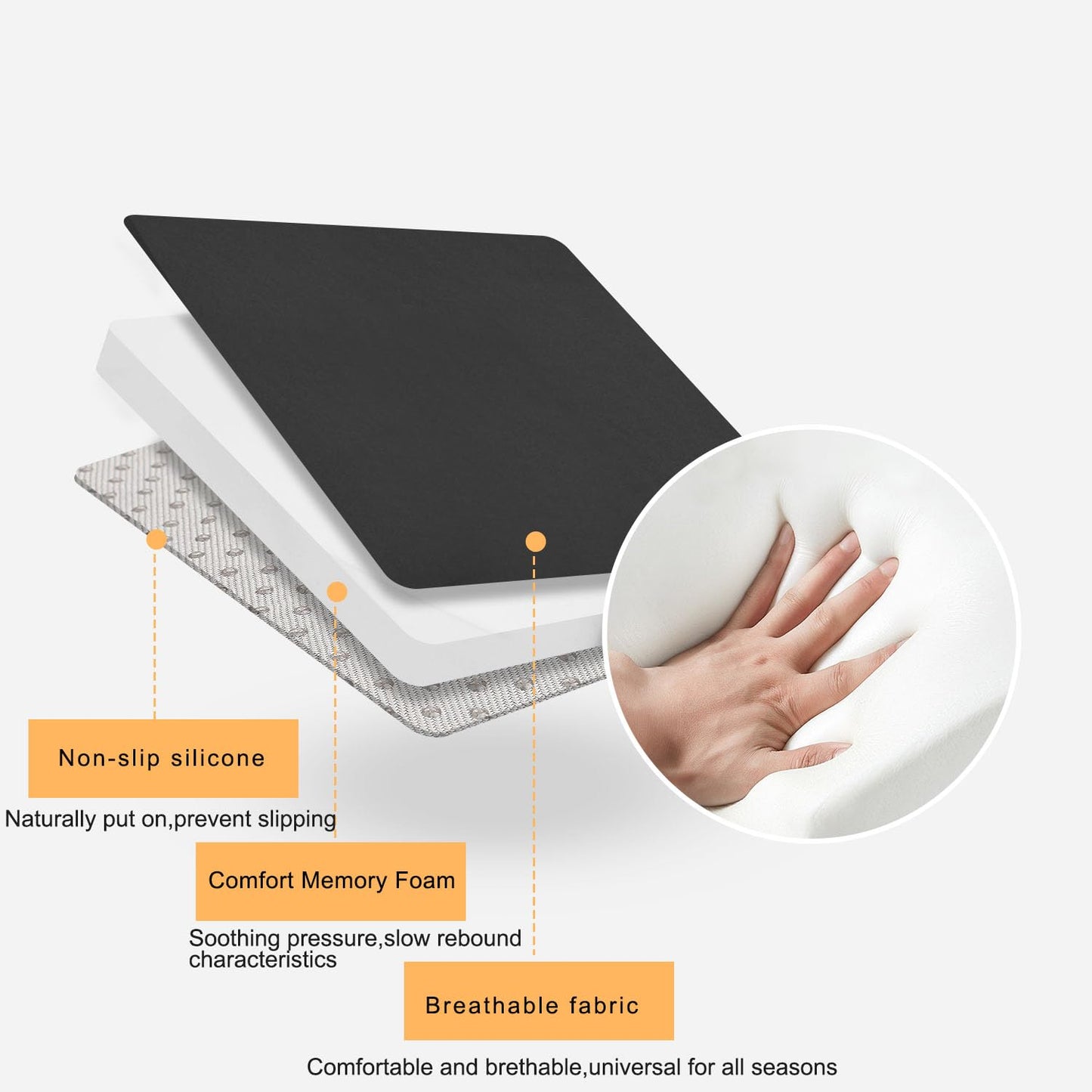 ACBAGI Adult Car Booster Seat for Driver, Driving Seat Cushion,Comfort Memory Foam Car Seat Cushion for Height, Seat Cushion for Car,Office Chair and Home Chair (Black A)