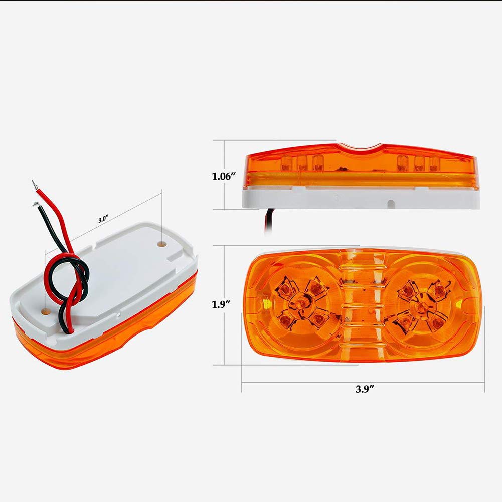 Supoika Trailer Marker LED Light 14 Pack Double Trailer Side Marker LED Light Bullseye 10 Diodes Clearance Lamps Red/Amber for Truck RV Boat Camper Trailers Pickups (7 Red & 7 Amber)