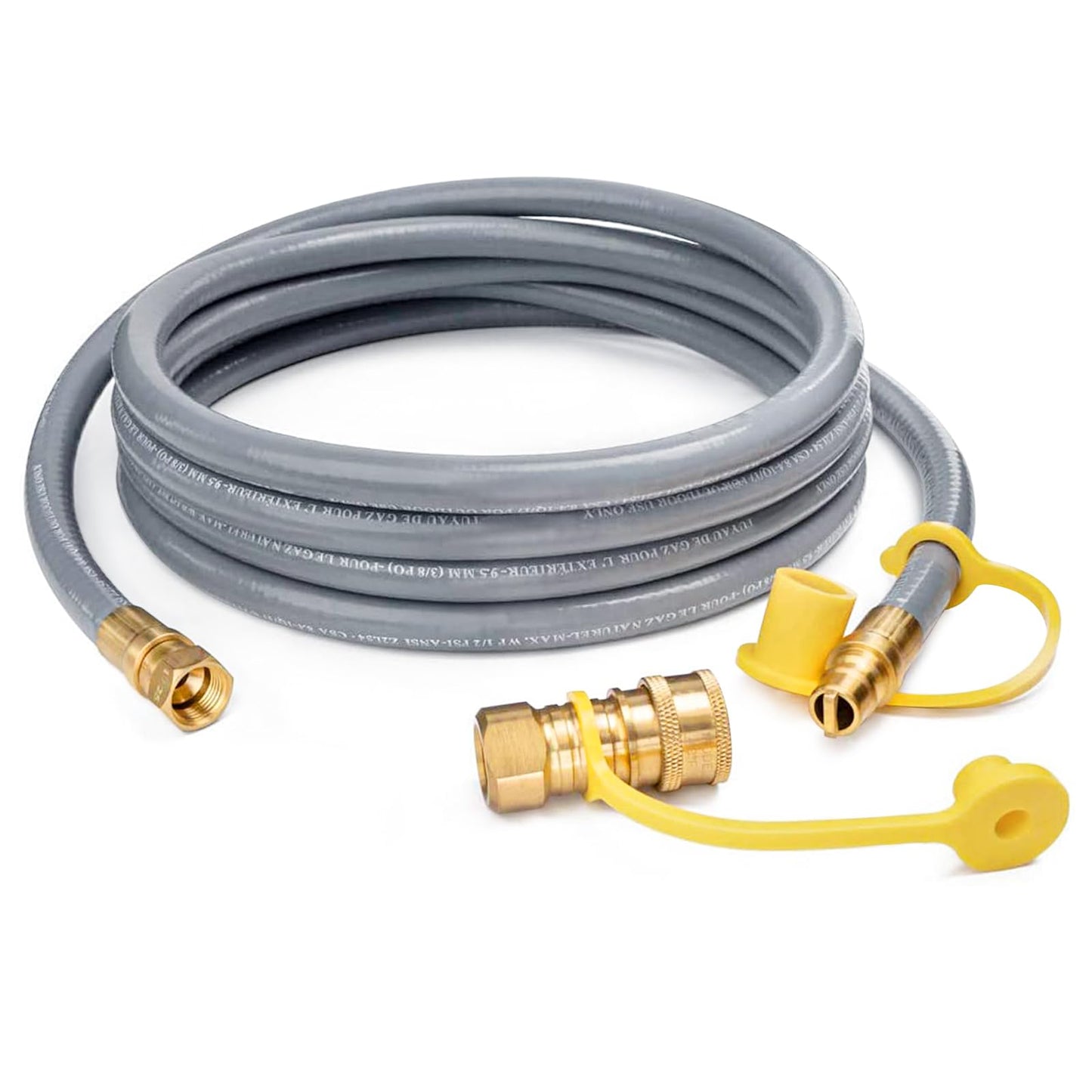 GASPRO 12FT 1/2" ID Natural Gas Hose, Low Pressure LPG Hose with Quick Connect, for Weber, Char-Broil, Pizza Oven, Patio Heater and More