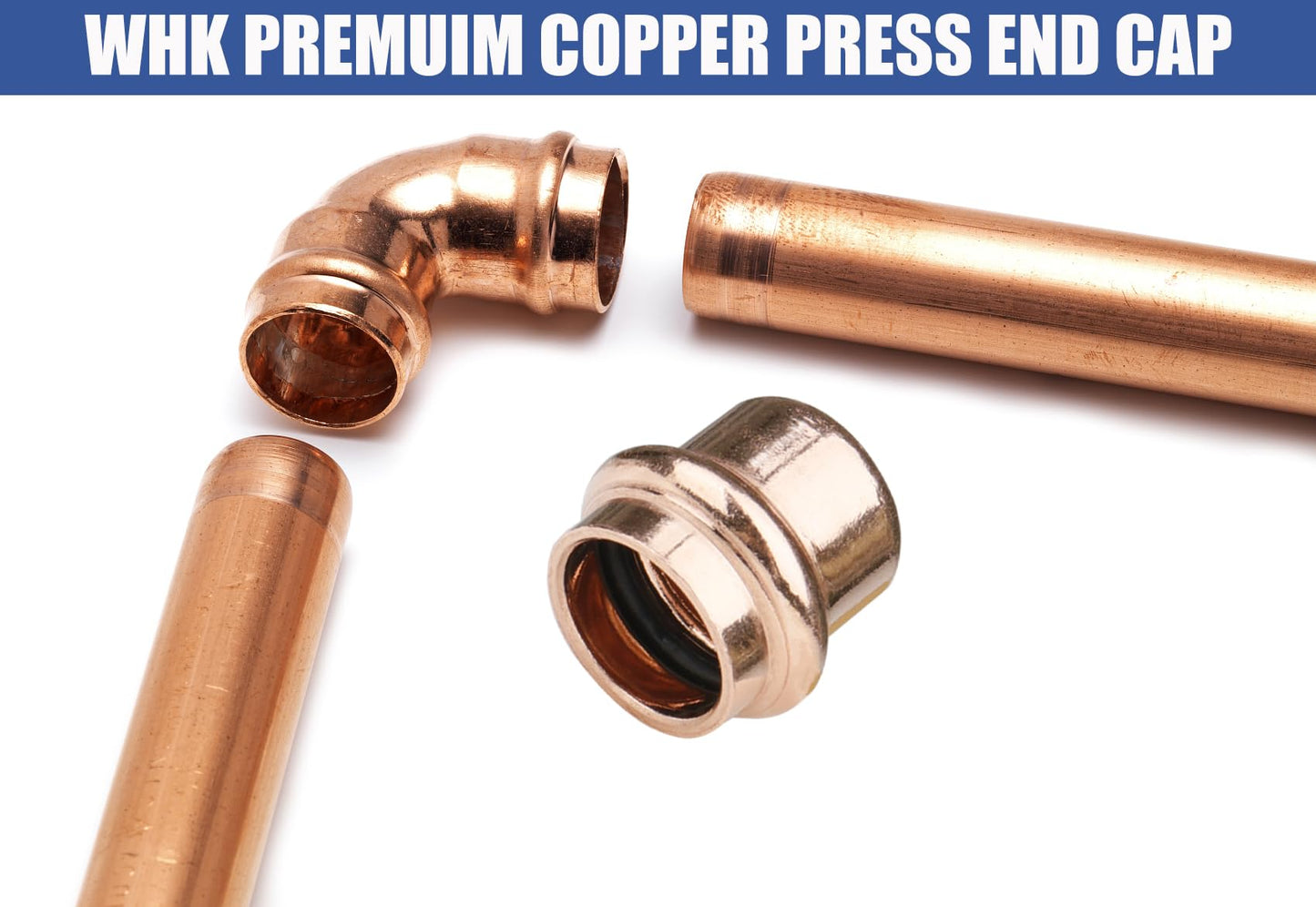WHK 8 Pack 3/4 Inch Press Propress Copper End Cap Press Pro Press 3/4" Cooper End Plug Press Fittings Copper Pipe End Cap(Lead-Free)