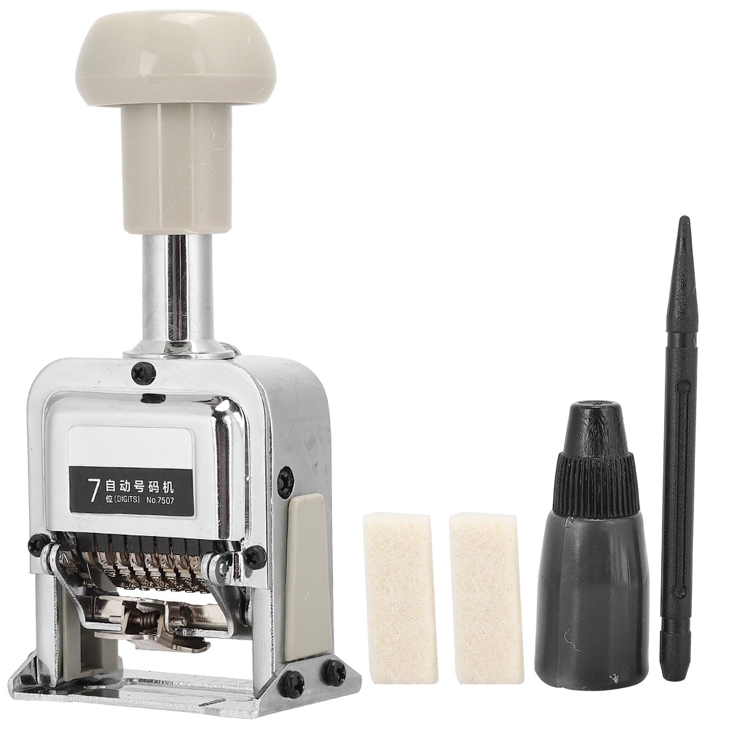 Coding Machine, Number Stamp, Automatic Numbering Machine, with 7-Digit Stamps and Automatic Code Skipping, for Consecutive Numbering, Duplicating with Digit Pen