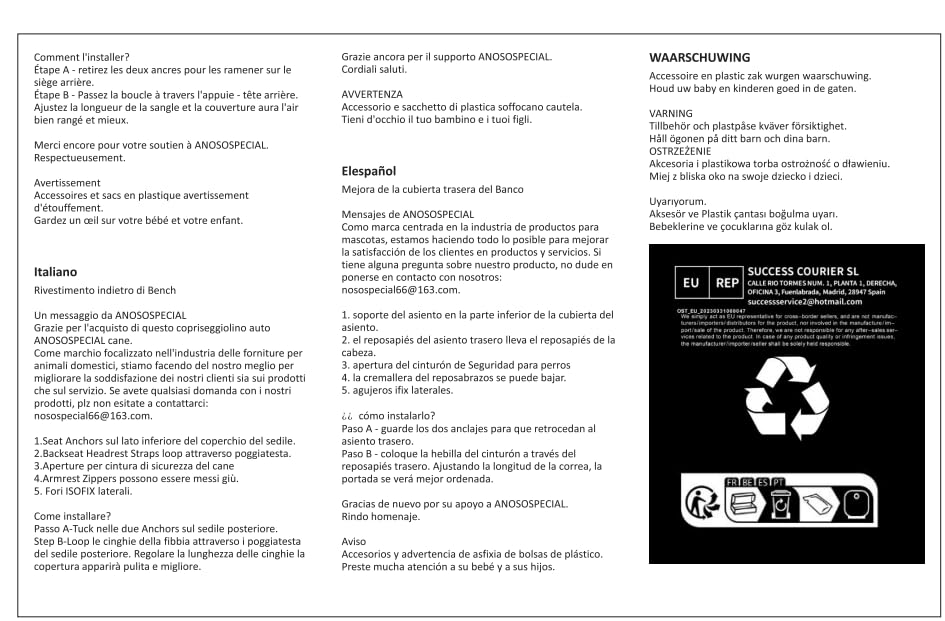 ANOSOSPECIAL Dog Car Seat Cover for Back Seat Cover for Kids,Non Stick Fur Rear Seat Protector for Pet,Nonslip Waterproof Durable Universal Fit Interior Backseat Covers for Auto Van SUV