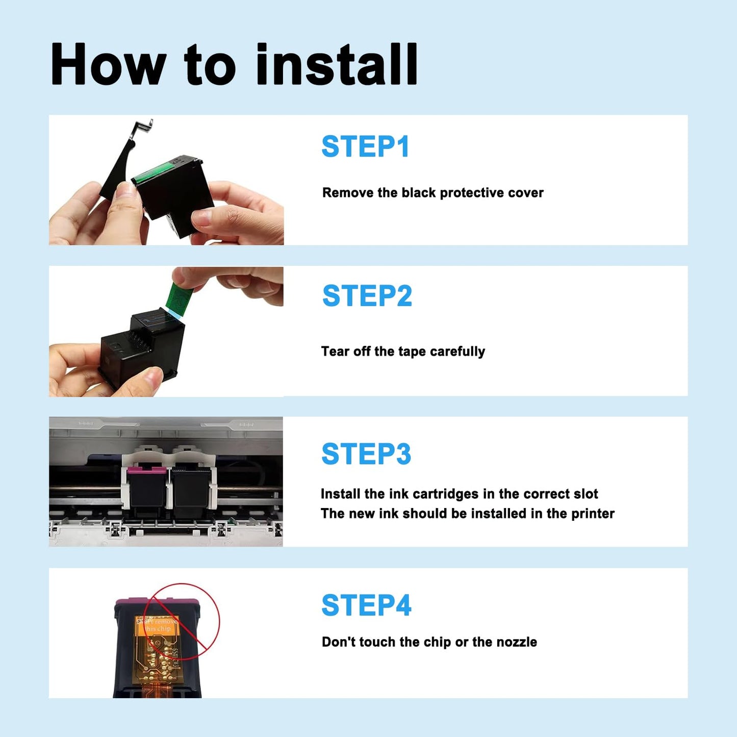 63XL 63 Ink Cartridge Combo Pack-High Yield Replacement for HP Ink 63 63XL Ink Cartridges for Printers Deskjet 1112 2130 2132 Officejet 3830 4650 4655 Envy 4520 4522 4520 Printer(1Black/1Tri-color)