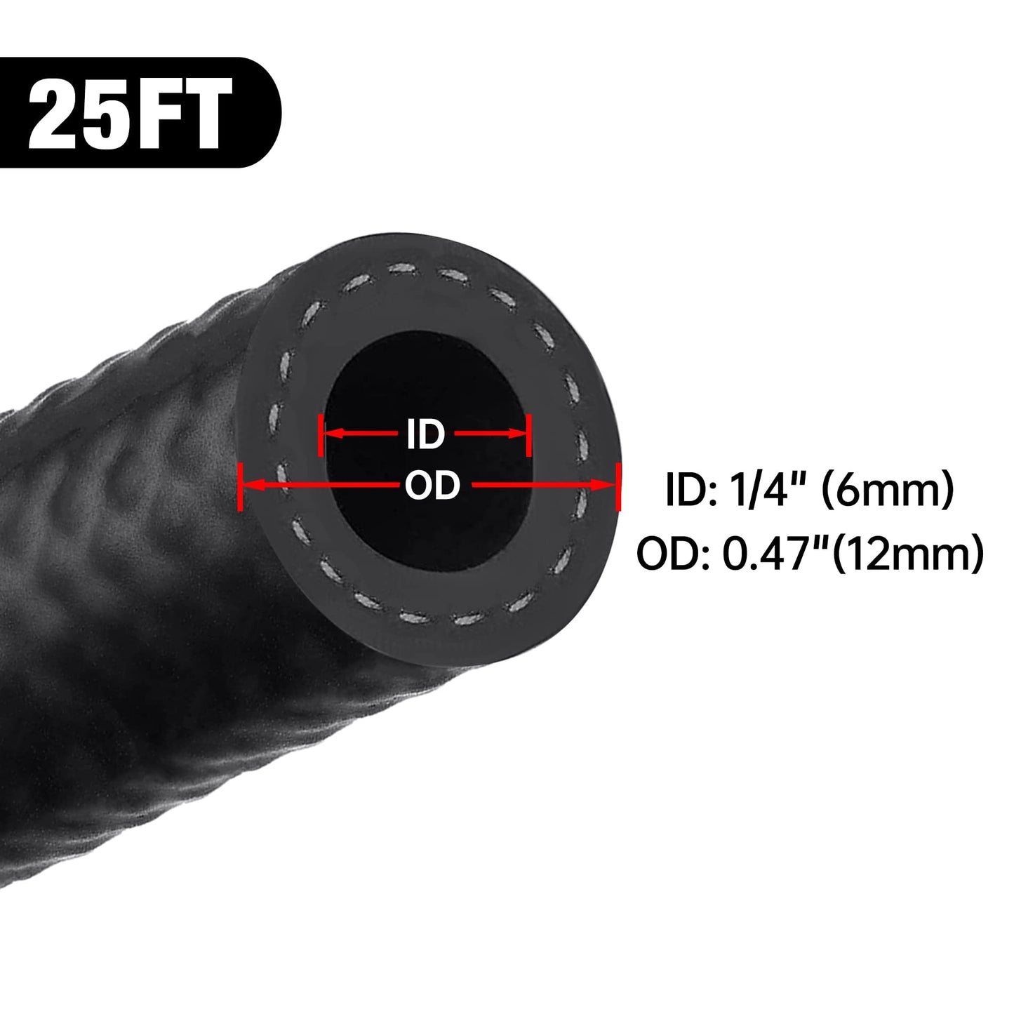EVIL ENERGY Fuel Line Hose 1/4 Push Lock Fuel Hose Rubber NBR SAE 30R7 25FT 300PSI