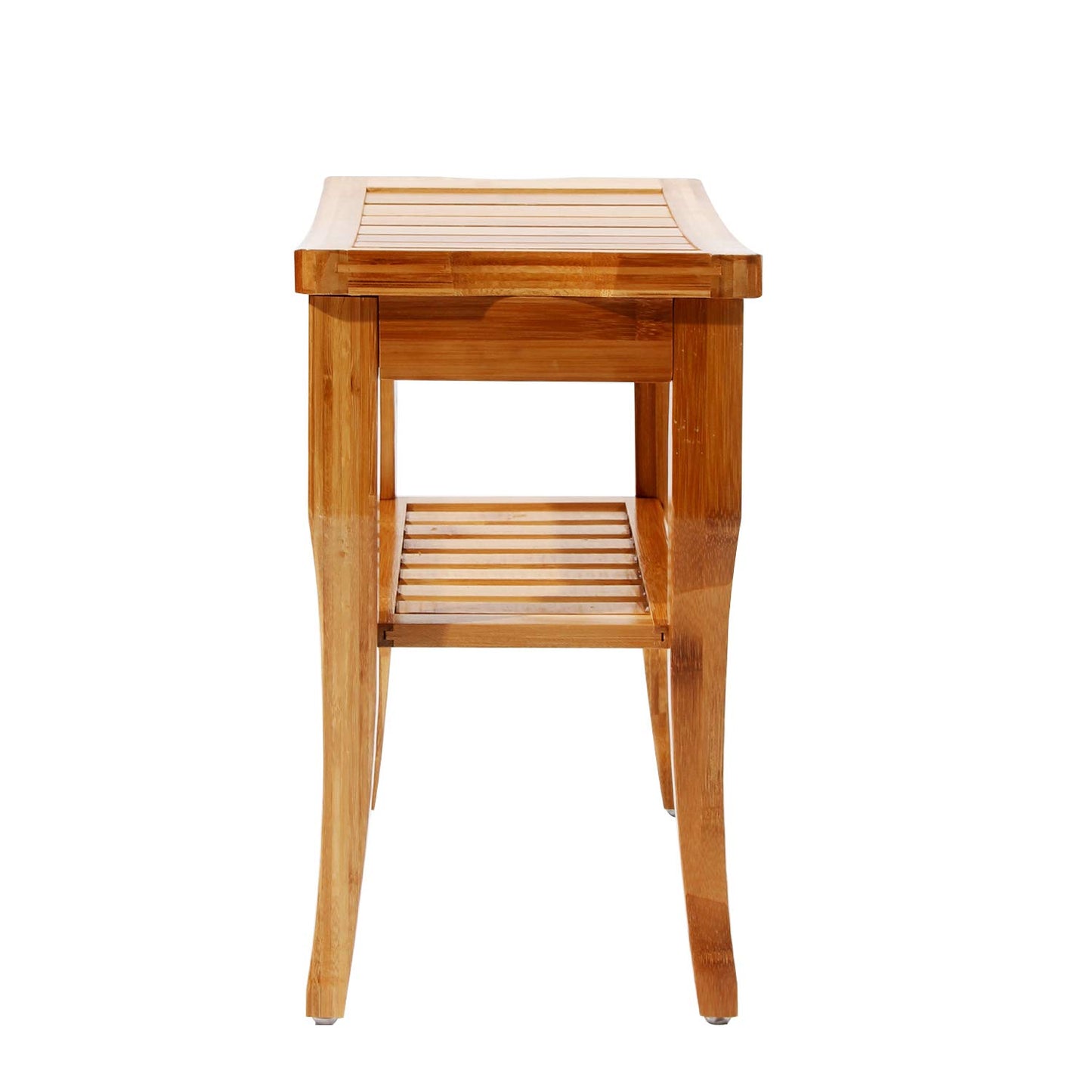 DlandHome Bamboo Bathroom Spa Shower Bench Foot Stool Bathing Seat with Storage Shelf