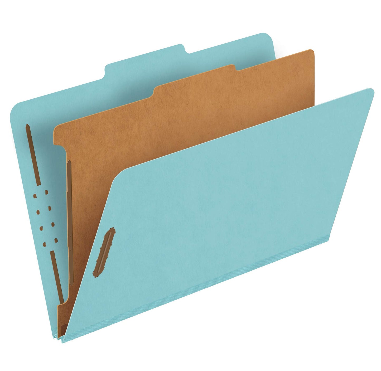 Globe-Weis 100-Percent Recycled Classification Folders, 2/5 Cut Tab, 1 Divider, 2-Inch Embedded Fasteners, Legal Size, Light Blue, 10 Per Box (28777R)