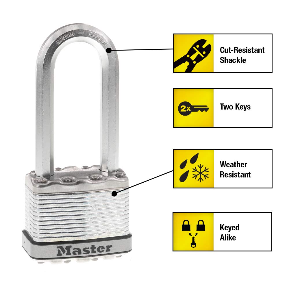 Master Lock Magnum Heavy Duty Outdoor Padlock with Key, 2 Pack Keyed-Alike, M5XTLJ