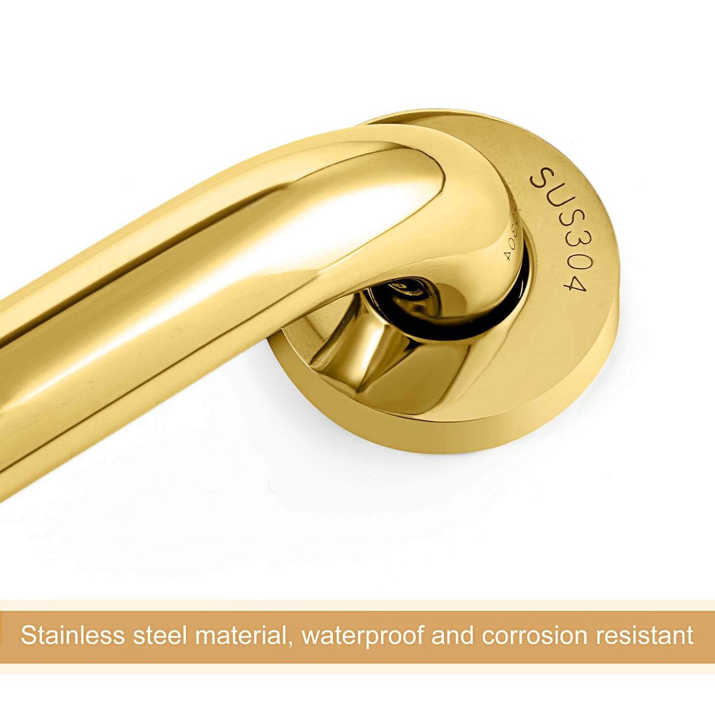 Tatuo 4 Pack Showers Grab Bars for Bathtubs 304 Stainless Steel Bathroom Safety Handrails Anti Slip Handles Grab Bars for Elderly, Senior, Pregnant(Gold, 25 Inch)