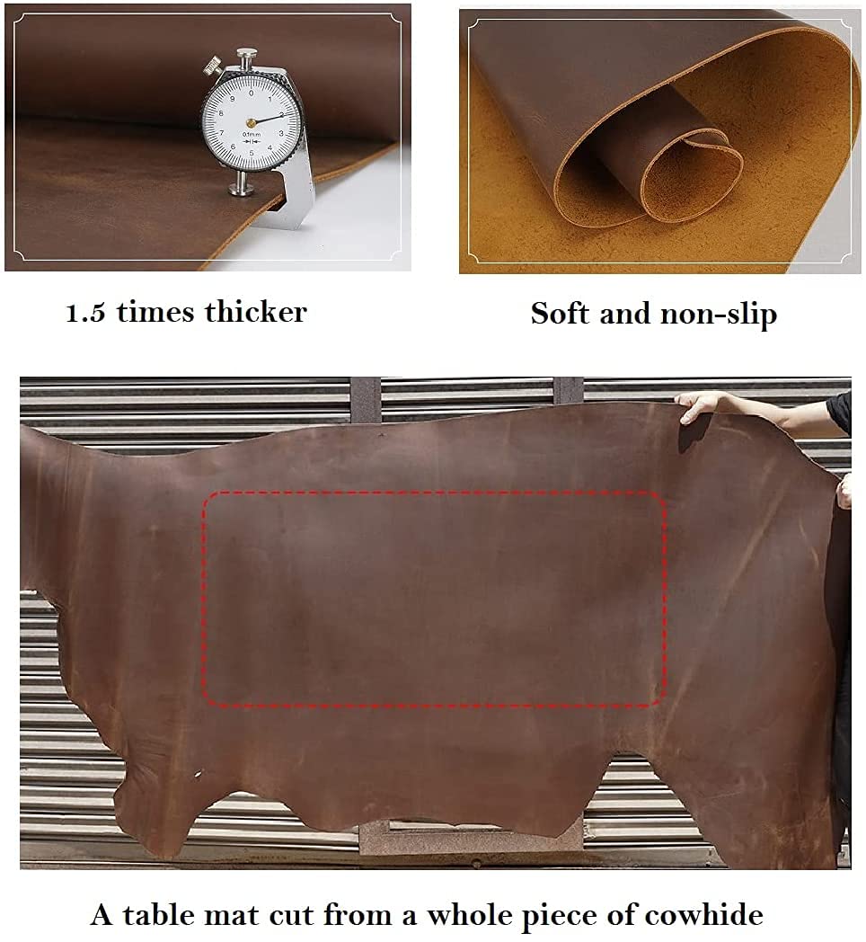 Contact's Genuine Leather Desk Pad Protector,Mouse Pad Laptop Waterproof Mat,Non-Slip Leather Desk Blotter Office Desk Mat Writing Pad
