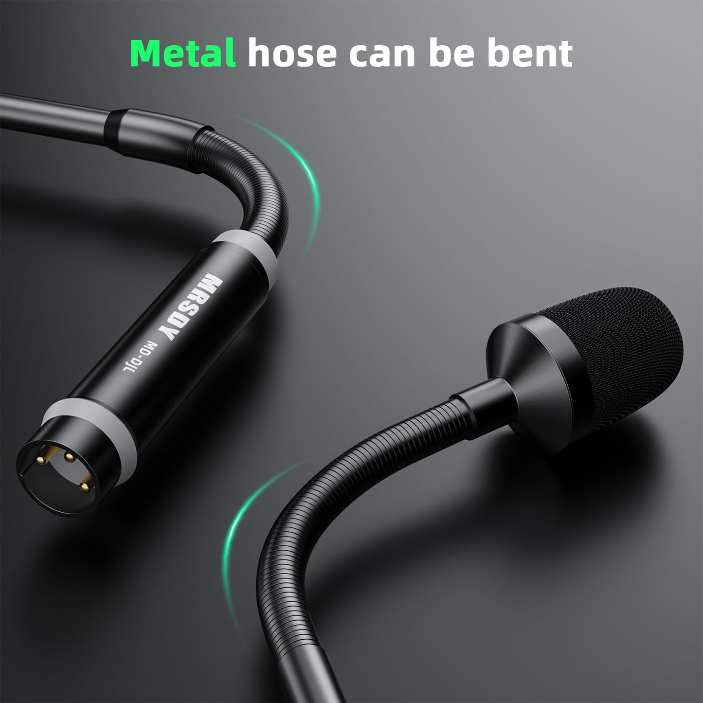 MRSDY Gooseneck Microphone, 23 Inch DJ Microphone for Audio Mixer, Professional XLR Wired Dynamic Mic, Extended Black Metal Noise Reduction Mic, Supports 360° Rotation and Bending