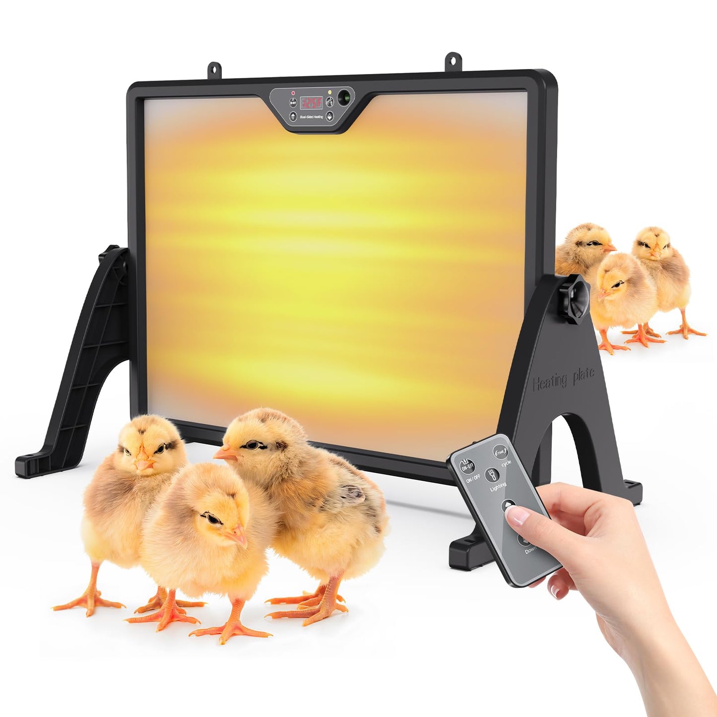 Chicken Coop Heater with Remote Control Timer, 180W Chick Brooder Heating Plate, 17"x13" Double-Sided Brooder Heater Plate with Adjustable Temp, Led Light& Angle, Perfect Chicken Coop Accessories
