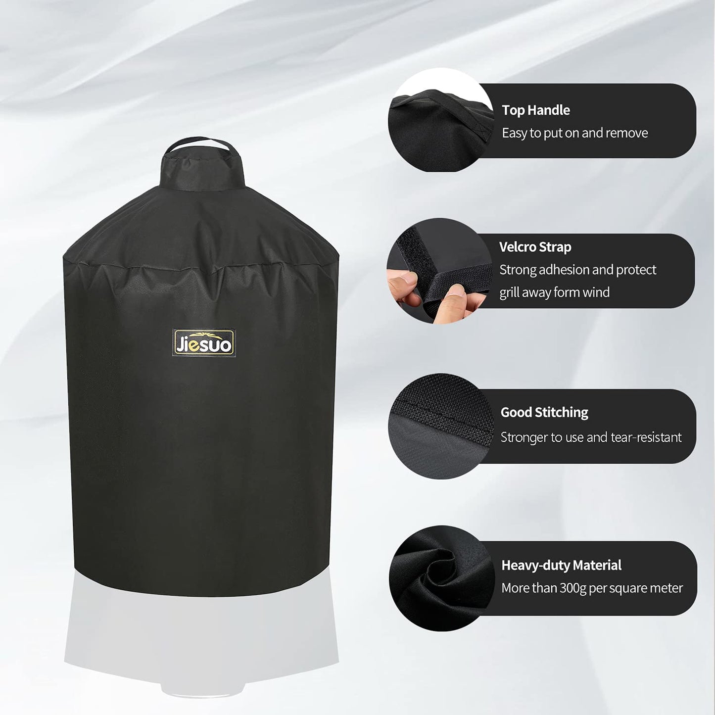 JIESUO Cover for Large Big Green Egg, Extra Large Big Green Egg Grill Accessories, Heavy Duty Waterproof BBQ Cover