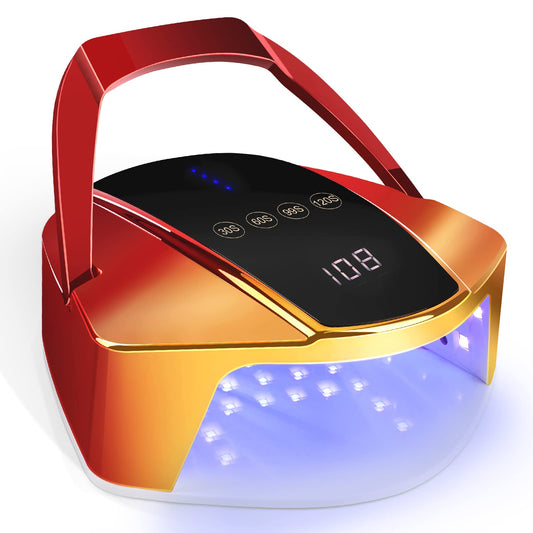 96w Cordless LED Nail Lamp with Portable Handle Professional Curing UV Lamp for Gel Nails Auto Infrared Sensor and 4 Timers (Red)