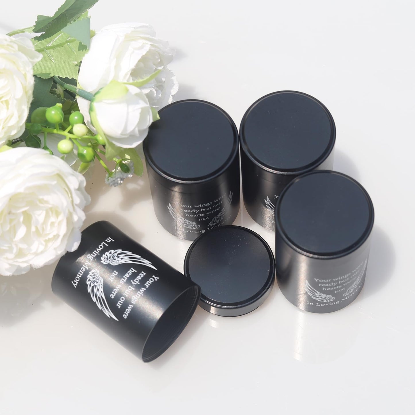 2.7 Inch Small Urns for Ashes - Set of 4, Aluminium Mini Keepsake Urns for Human/Pet Cremation, Ashes Holder in Loving Memory, Black
