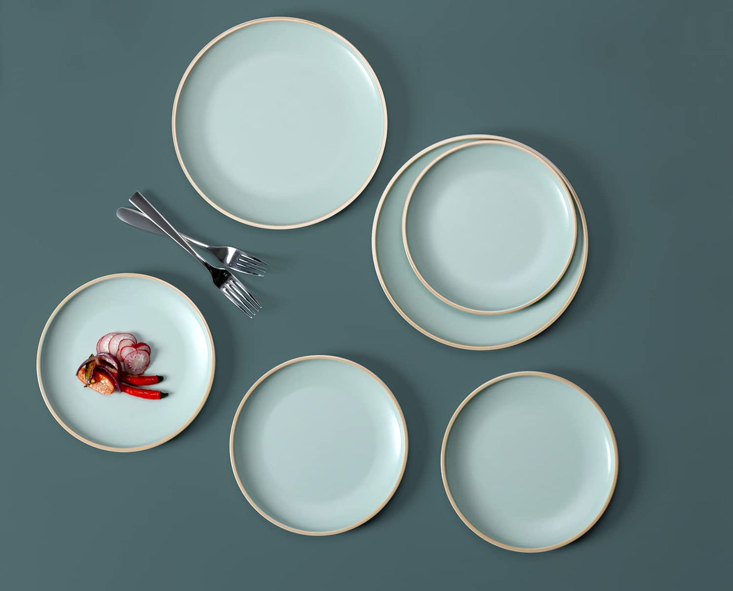 Gufaith Melamine Dinnerware Sets, Plates and Bowls Sets 12 Pcs, Melamine Plates, Dish Set for 4, Unbreakable Dinnerware Set for Party, BPA Free, Suitable Indoors and Outdoors (Mint Green)