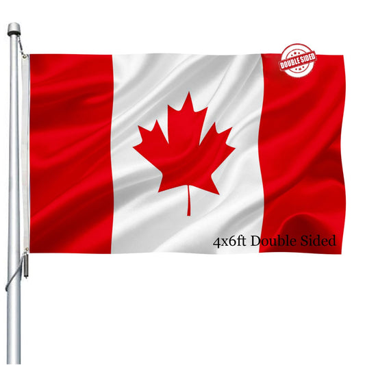 Canada Flag 4x6 Outdoor Double Sided - Vivid Color Polyester Canvas Header and 4 Rows Stitched - Canadian National Flags with Brass Grommets